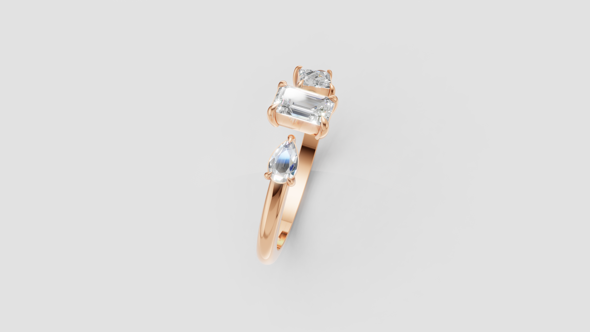 ✨ Trinity Spark – Emerald-Cut Three Stone Diamond Ring | DS IMPEX Signature