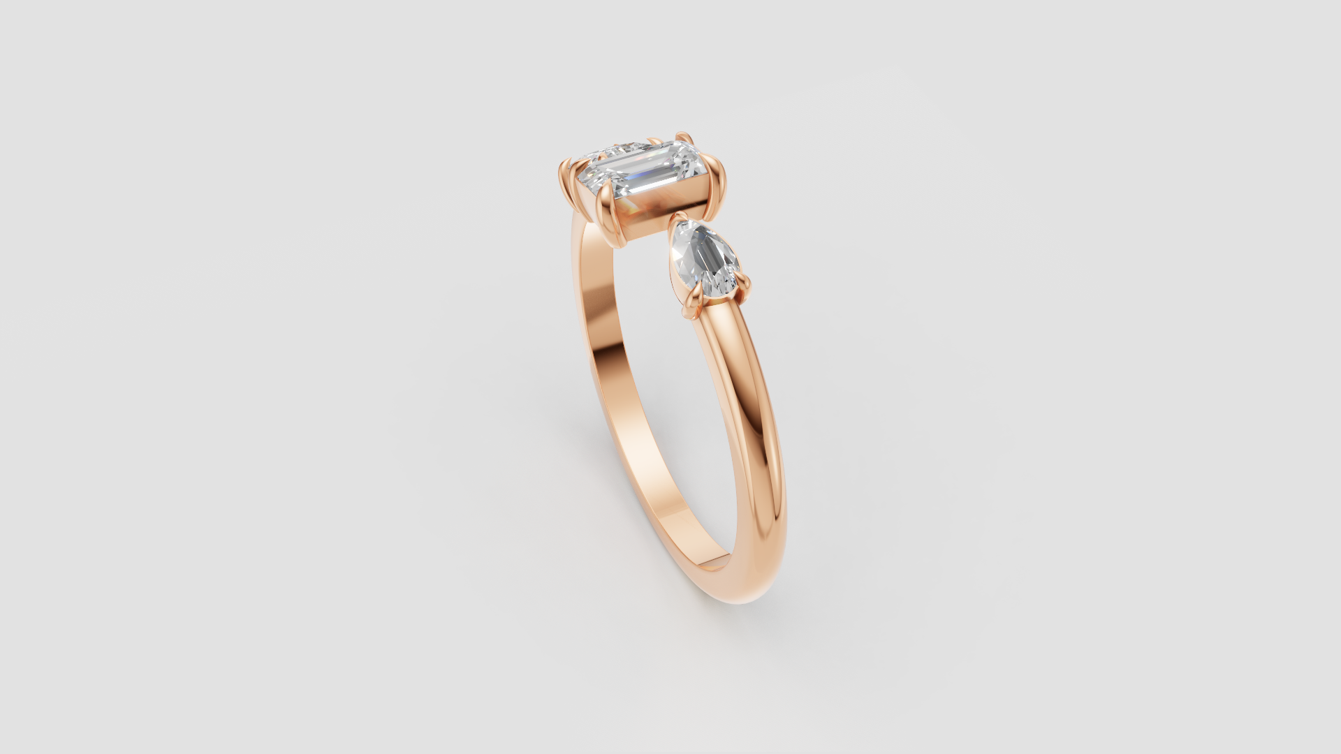 ✨ Trinity Spark – Emerald-Cut Three Stone Diamond Ring | DS IMPEX Signature