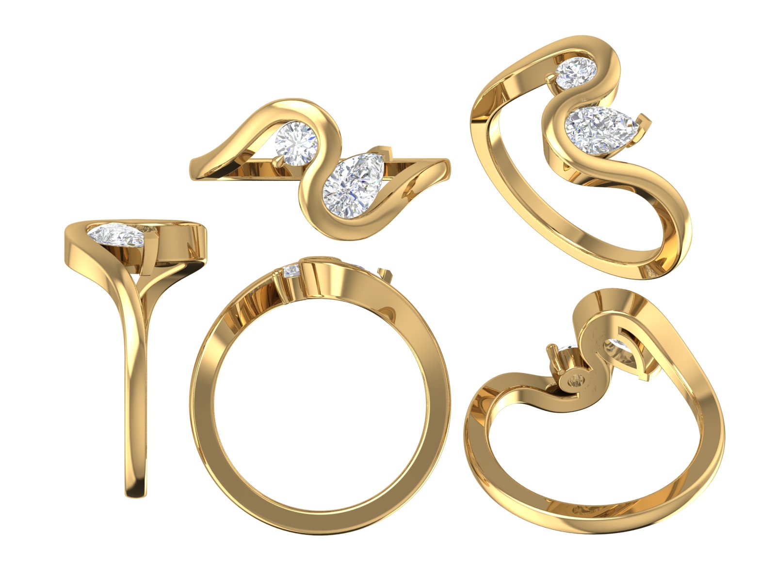 🌊 Infinity Wave – Dual Diamond Flow Ring | DS IMPEX Signature
