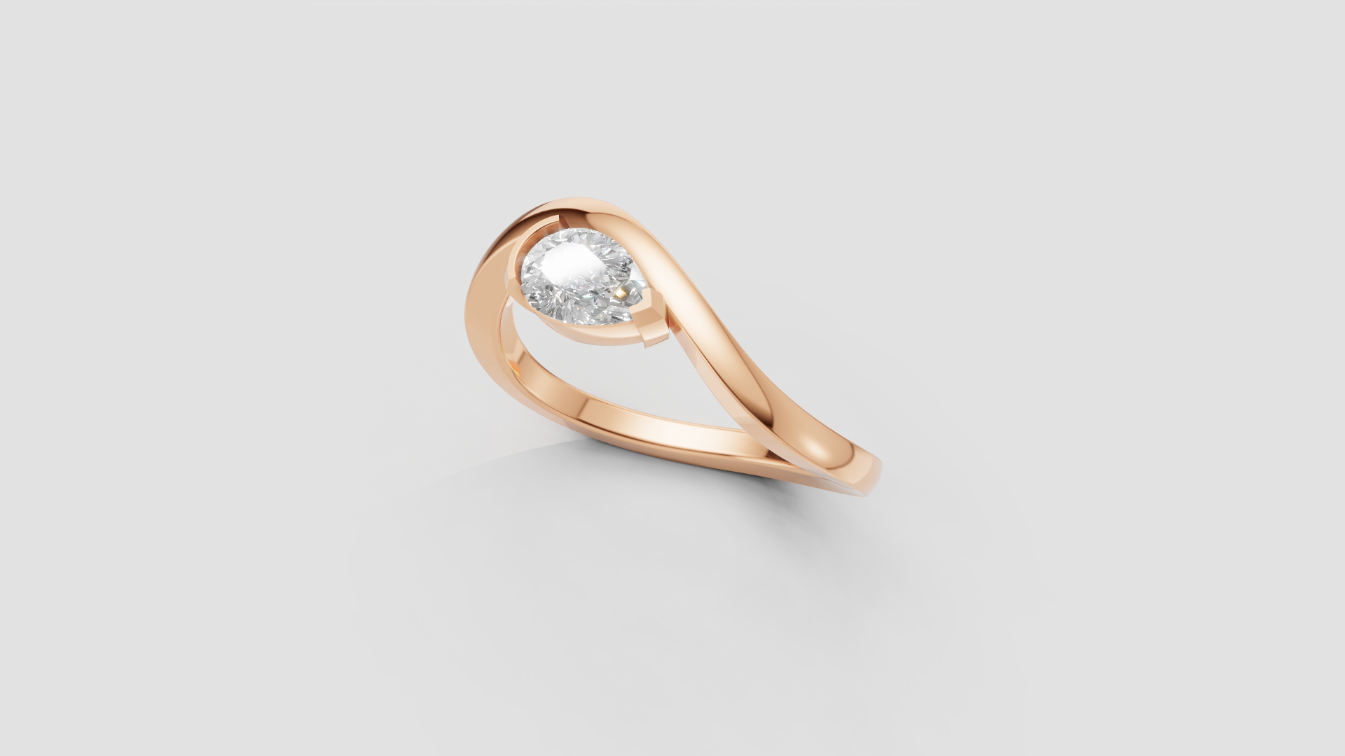 🌙 Celestial Embrace – Pear Solitaire Swirl Ring | DS IMPEX Signature