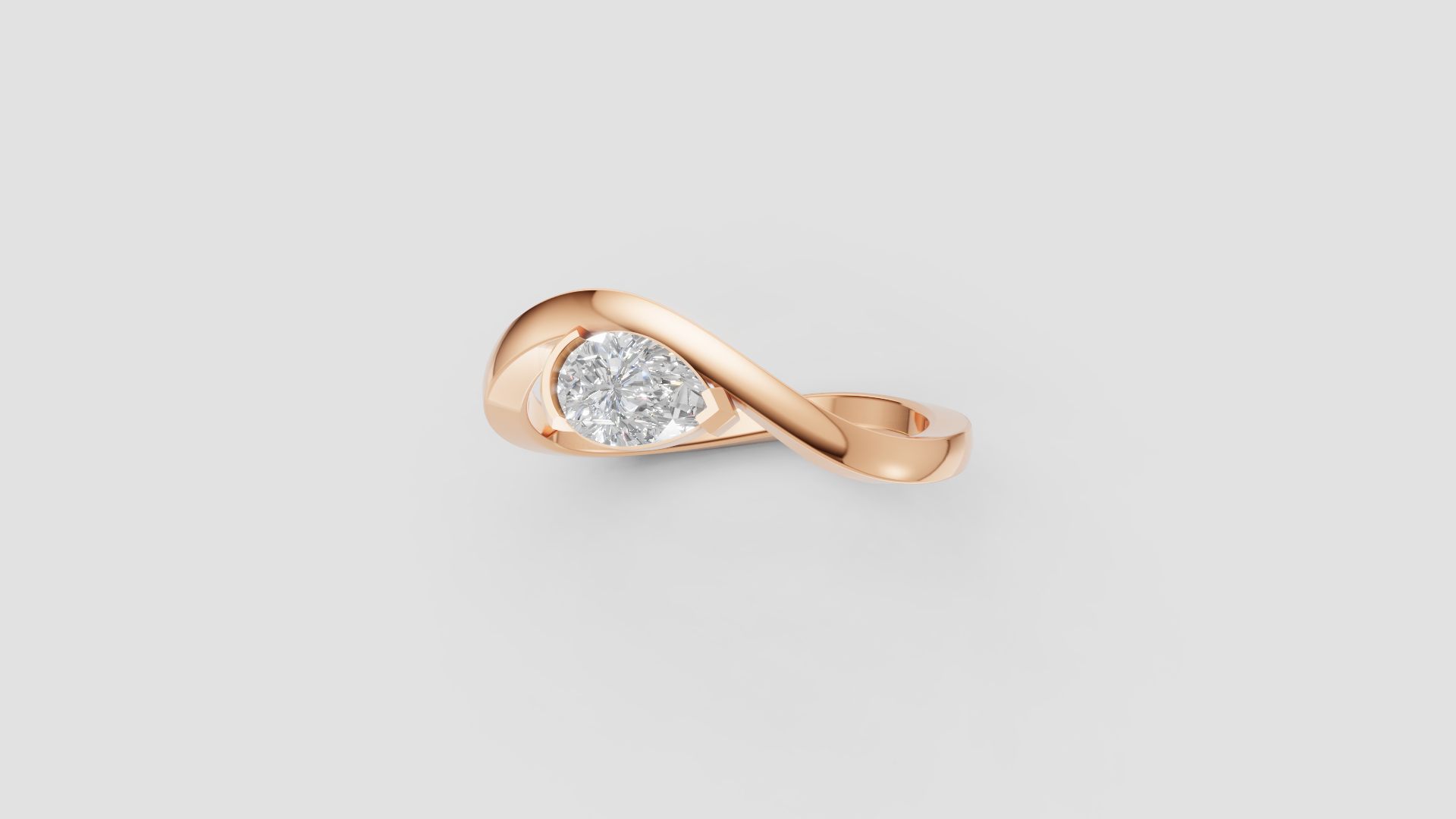 🌙 Celestial Embrace – Pear Solitaire Swirl Ring | DS IMPEX Signature