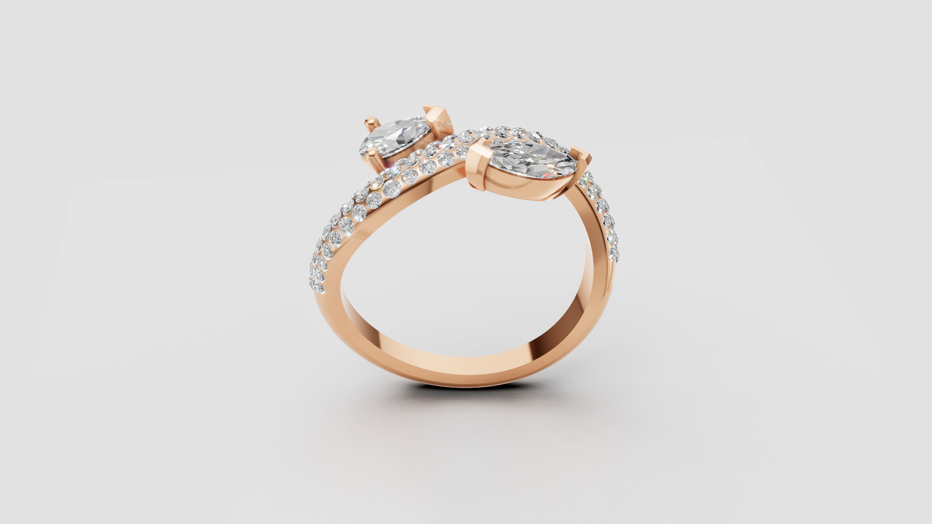 💎 Radiant Mirage – Double Pear Pavé Diamond Ring | DS IMPEX Signature