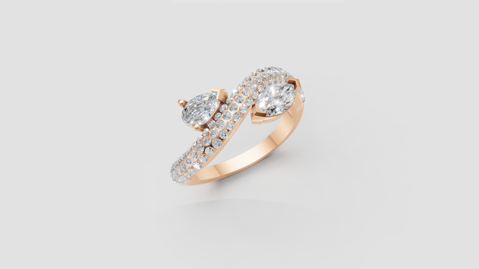 💎 Radiant Mirage – Double Pear Pavé Diamond Ring | DS IMPEX Signature