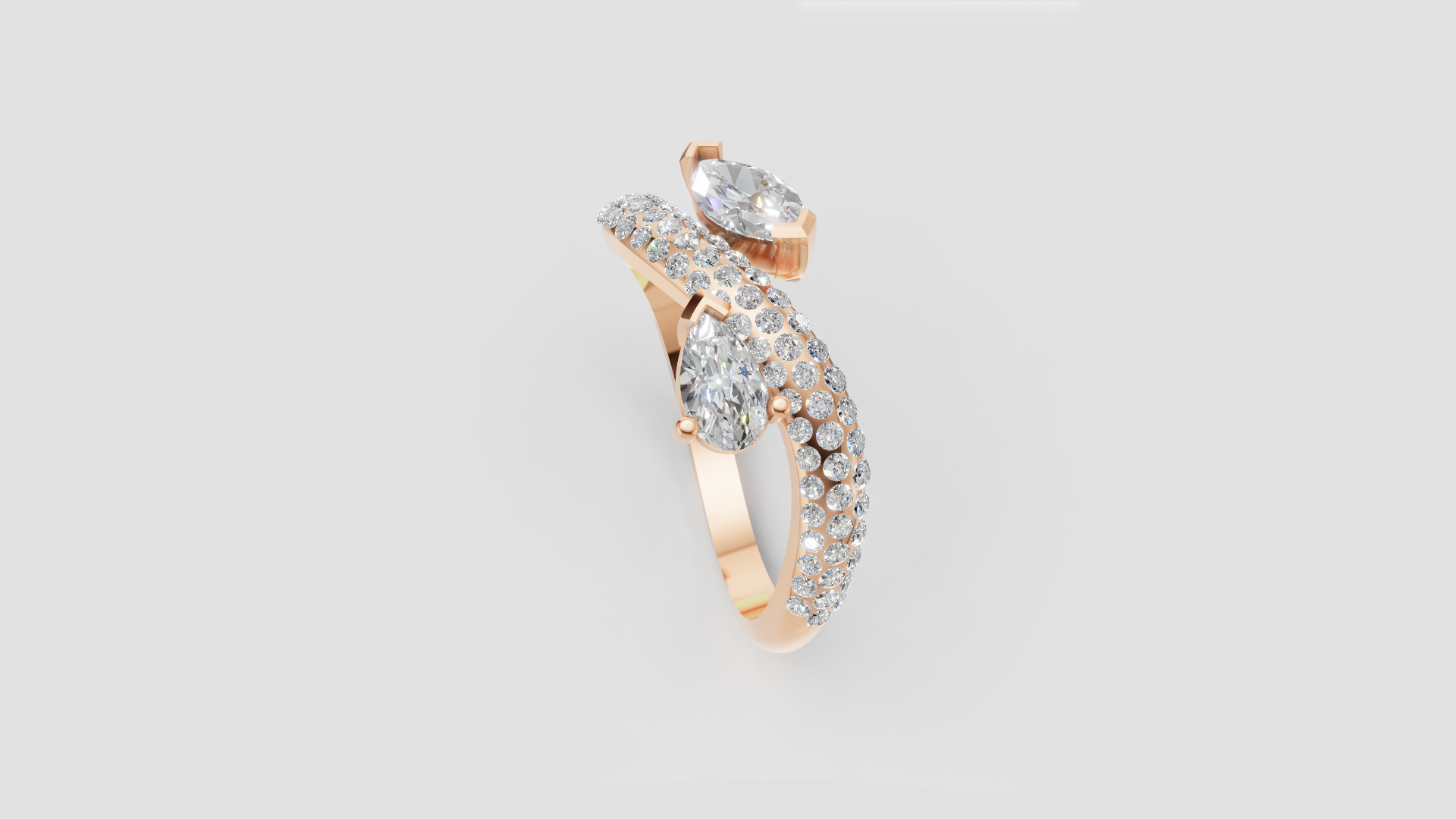 💎 Radiant Mirage – Double Pear Pavé Diamond Ring | DS IMPEX Signature