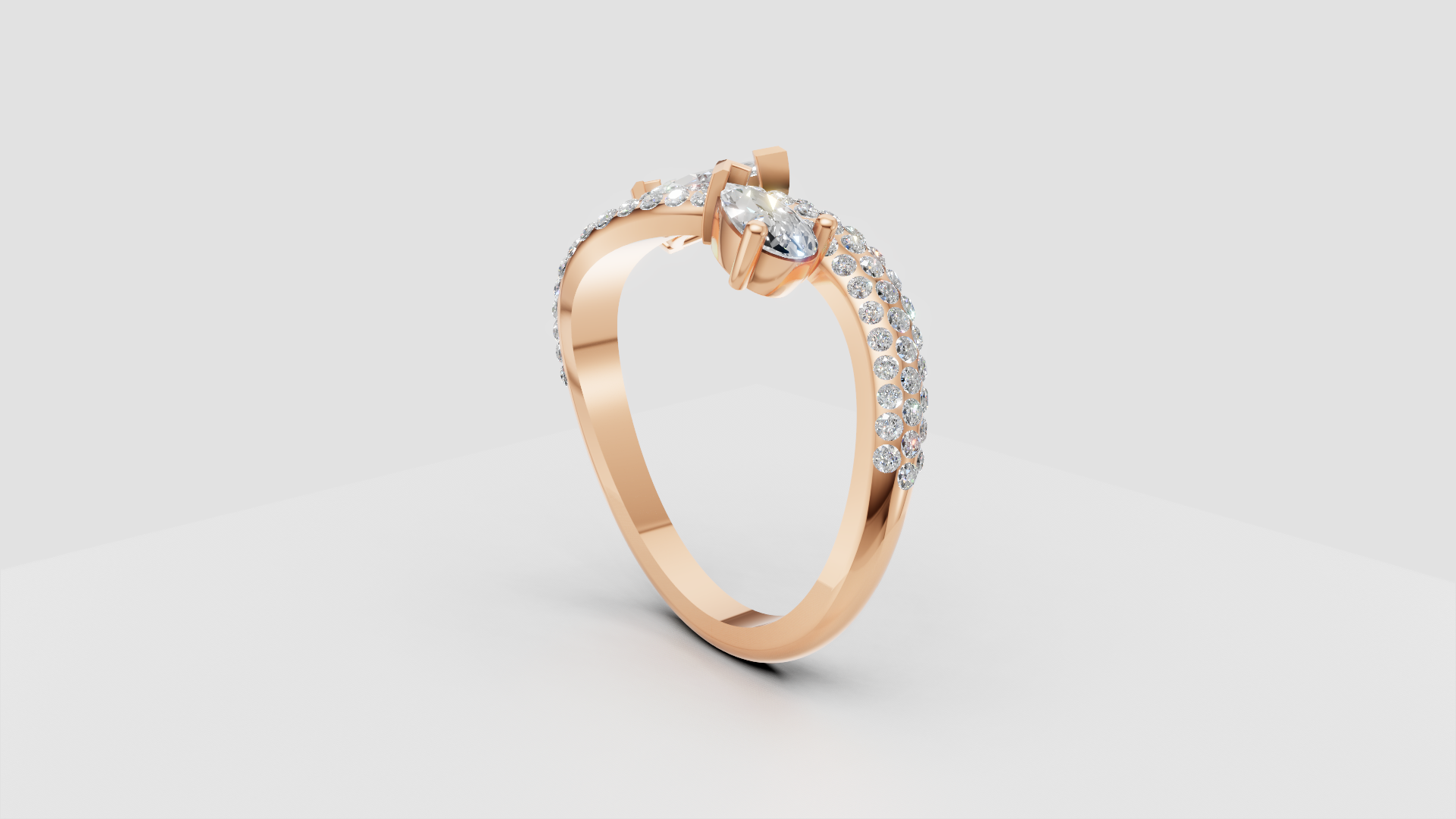 💎 Radiant Mirage – Double Pear Pavé Diamond Ring | DS IMPEX Signature