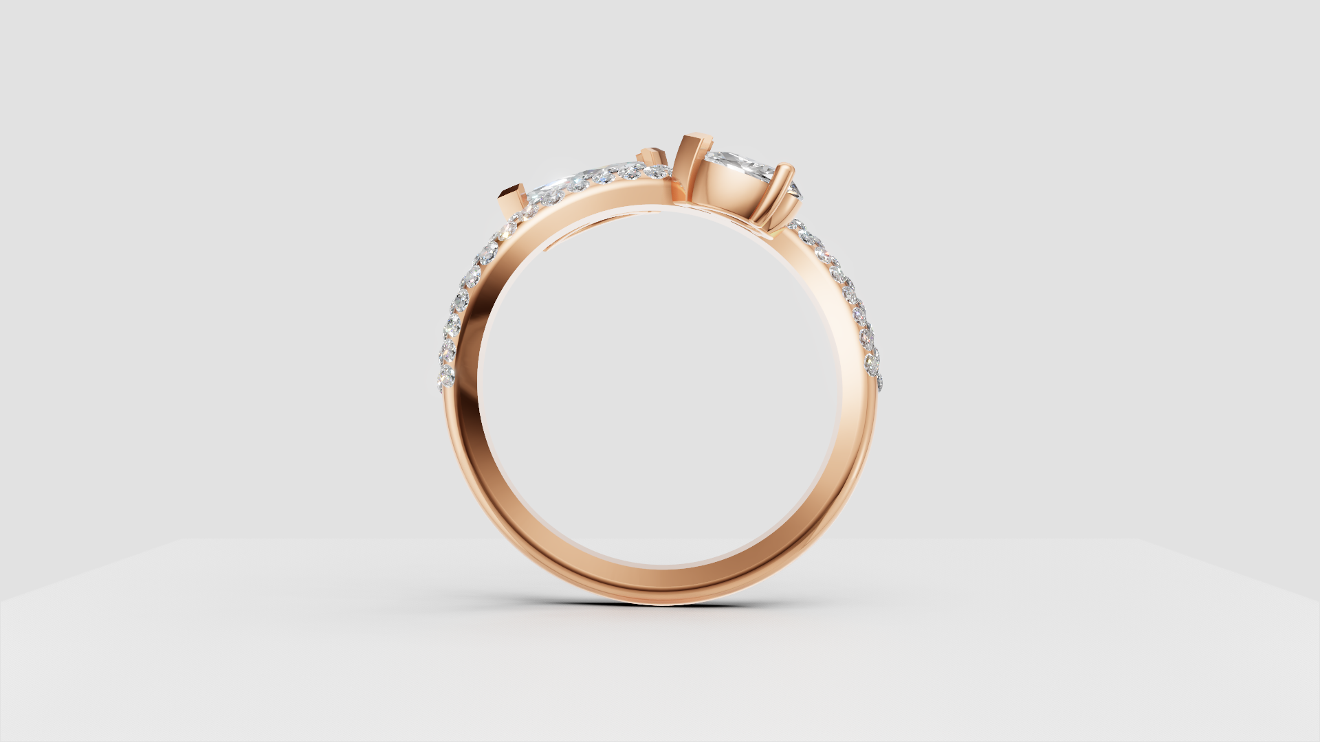 💎 Radiant Mirage – Double Pear Pavé Diamond Ring | DS IMPEX Signature