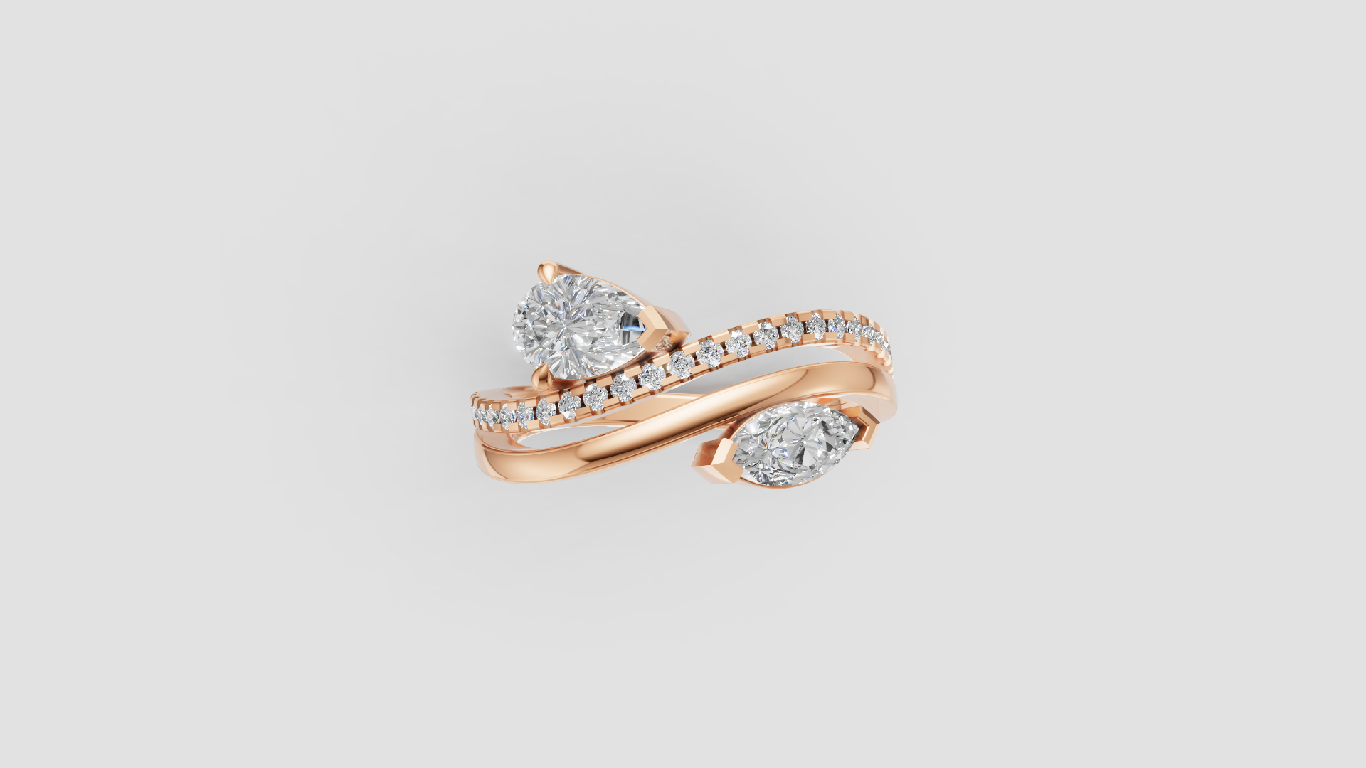 💎 Eternal Embrace – Marquise & Round Bypass Diamond Ring | DS IMPEX Signature