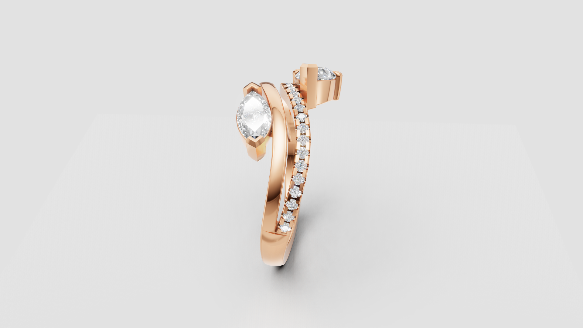 💎 Eternal Embrace – Marquise & Round Bypass Diamond Ring | DS IMPEX Signature