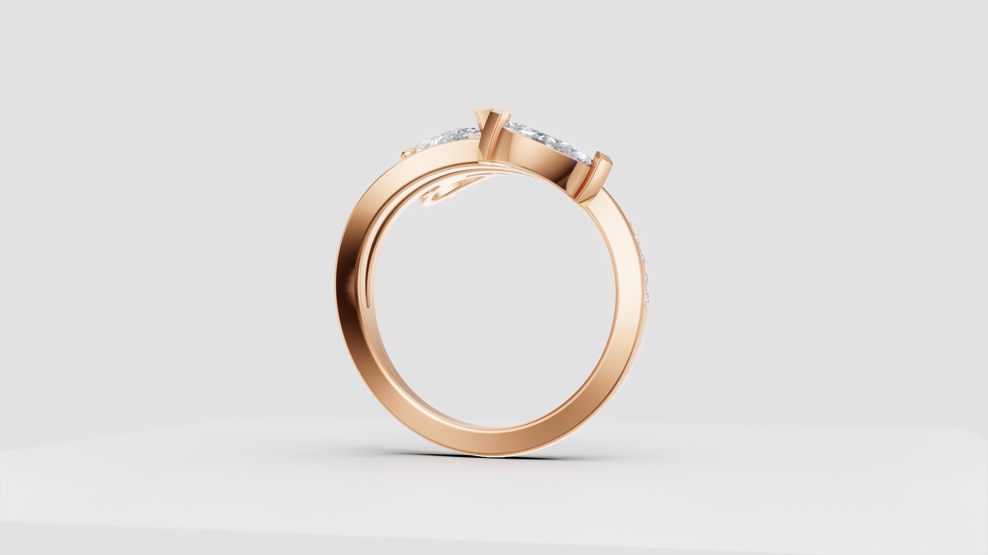 💎 Eternal Embrace – Marquise & Round Bypass Diamond Ring | DS IMPEX Signature