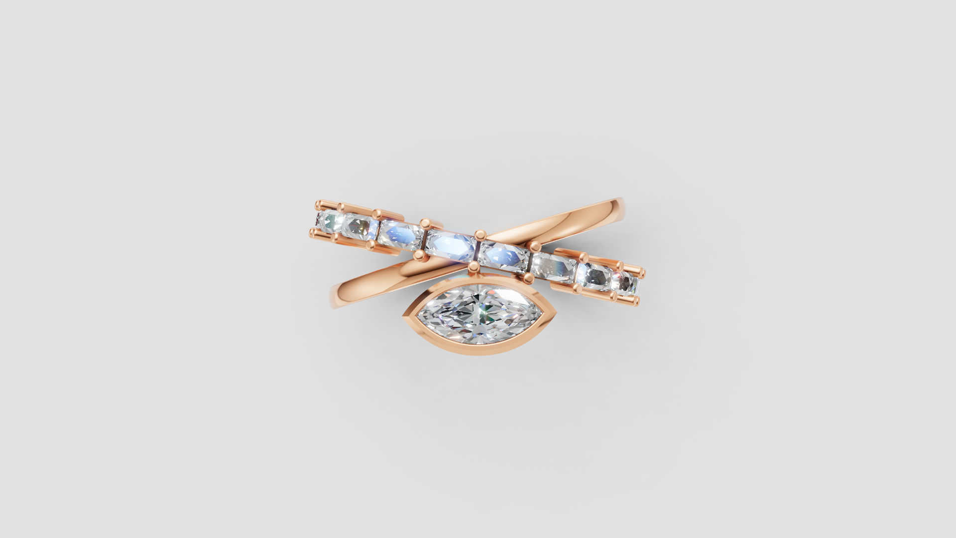 💎 Marquise Cut Diamond Ring with Side Accent Band | 3.50g 14K Rose Gold | DS IMPEX