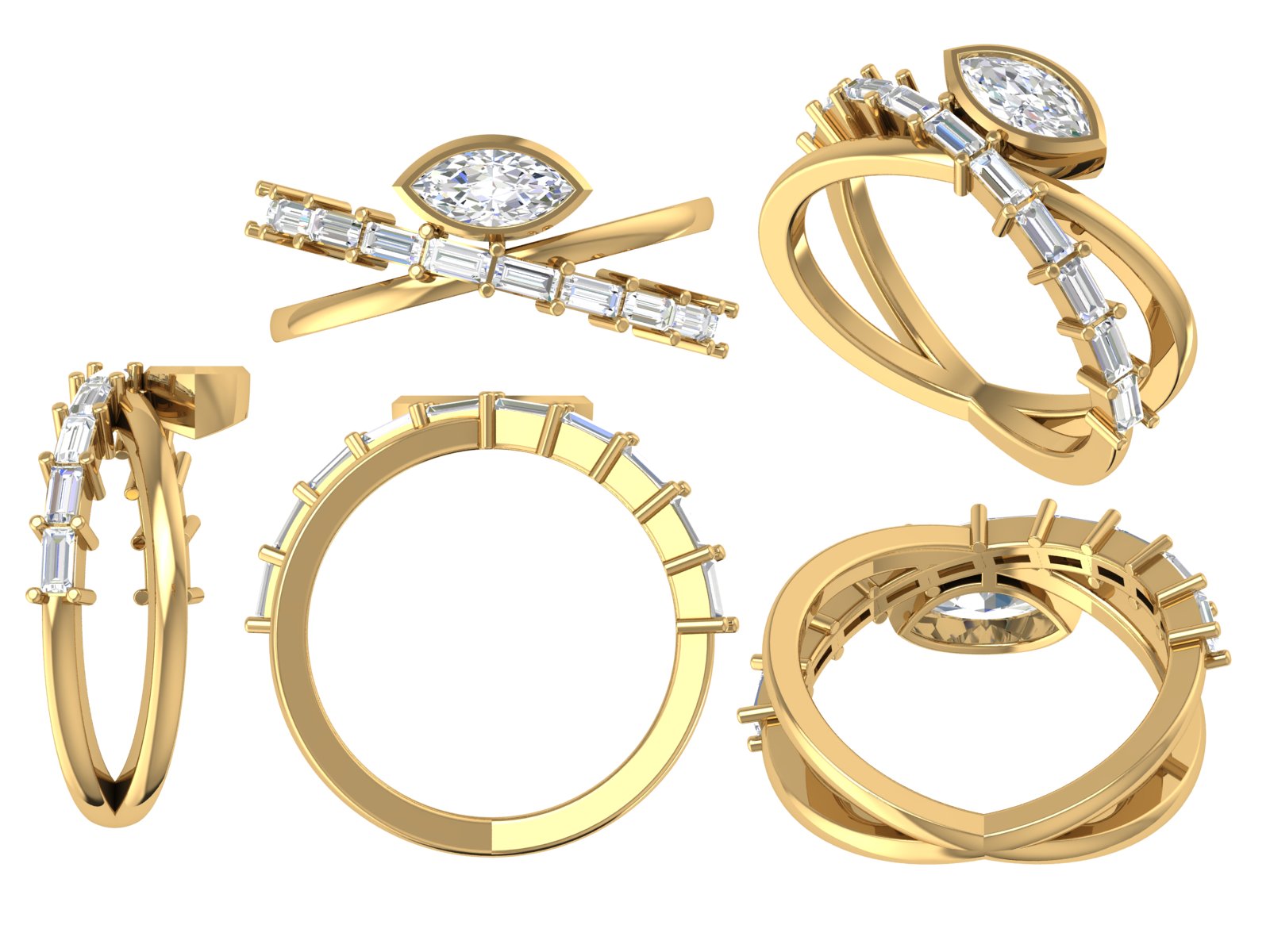 💎 Marquise Cut Diamond Ring with Side Accent Band | 3.50g 14K Rose Gold | DS IMPEX