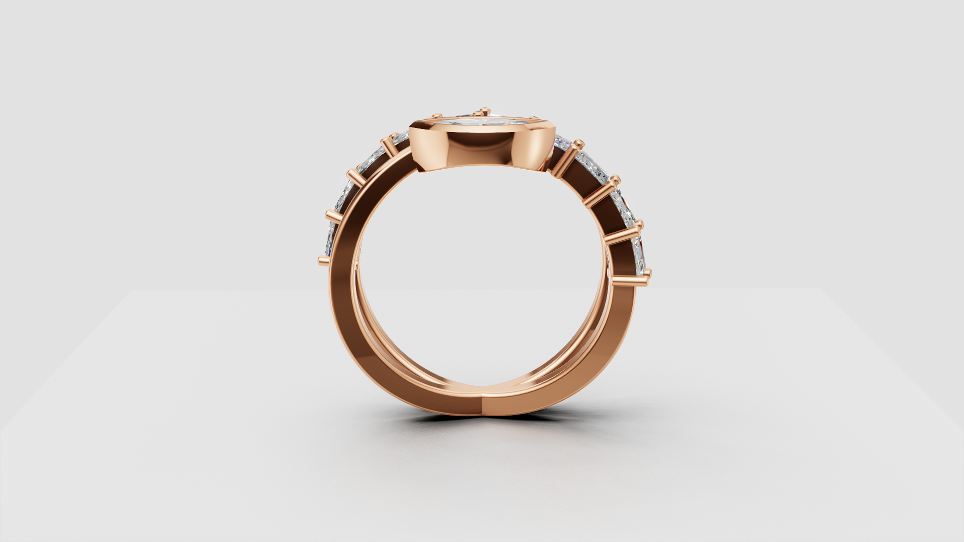 💎 Marquise Cut Diamond Ring with Side Accent Band | 3.50g 14K Rose Gold | DS IMPEX