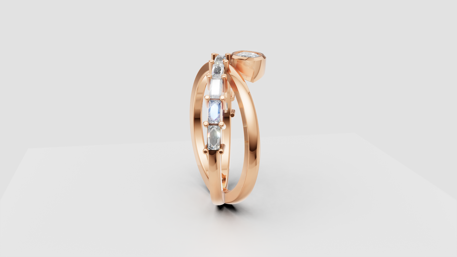 💎 Marquise Cut Diamond Ring with Side Accent Band | 3.50g 14K Rose Gold | DS IMPEX