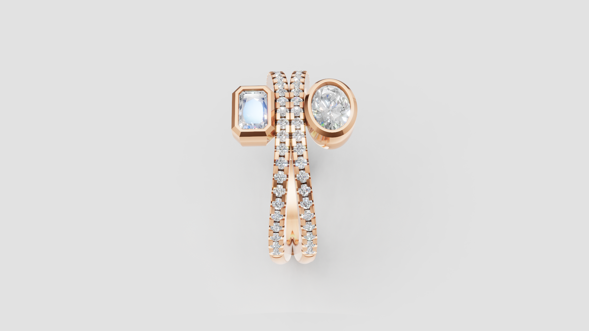 💎 Dual-Stone Diamond Ring | 3.10g 14K Rose Gold | Modern Open Band Design | DS IMPEX