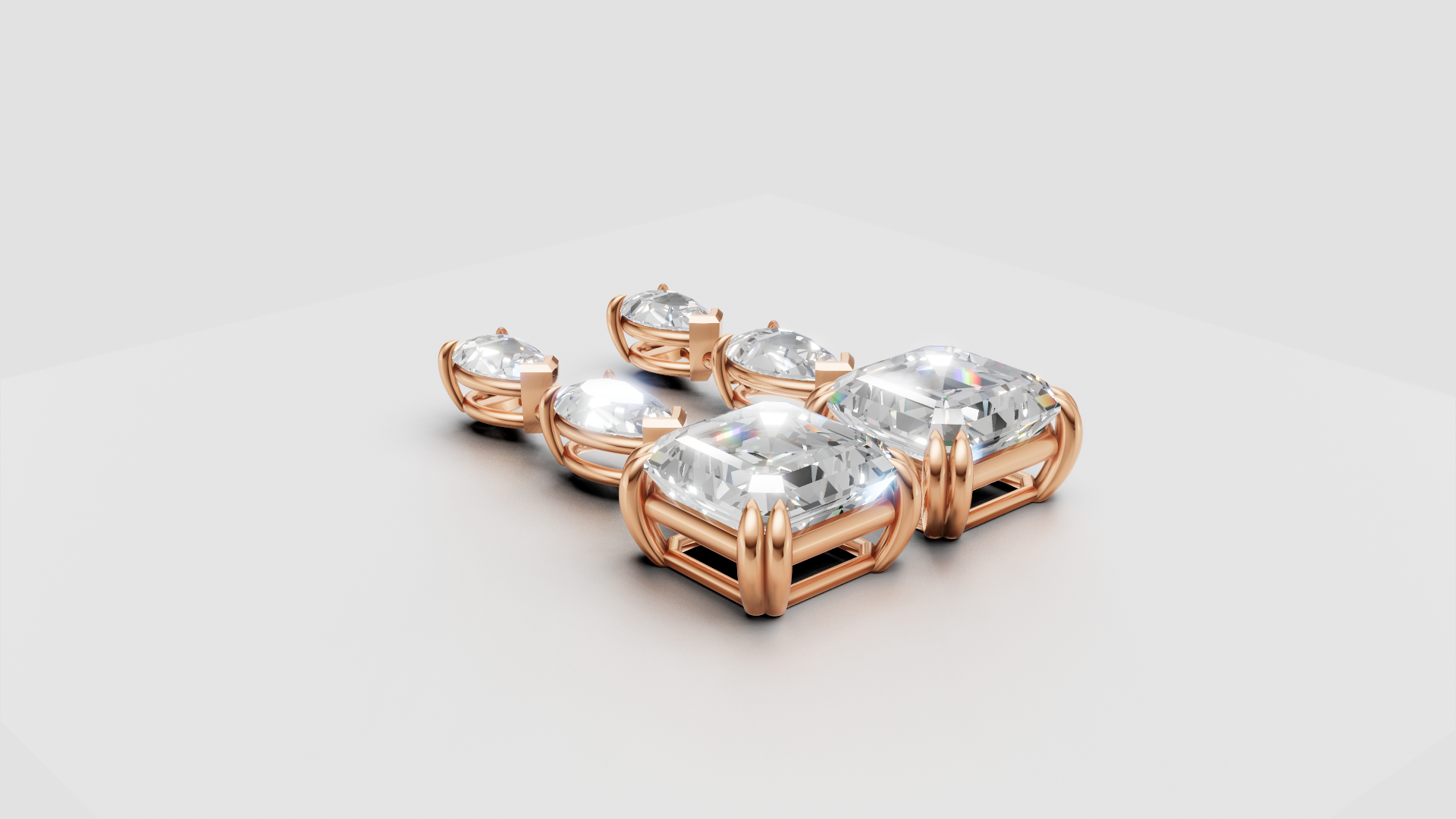 Asscher-Cut & Pear Drop Earrings | 18K Gold | DS IMPEX
