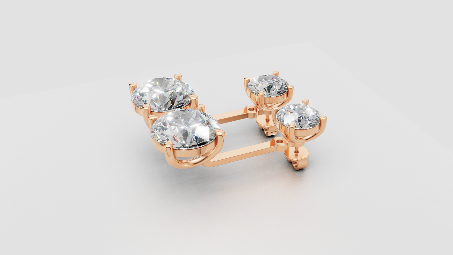 Double Round-Cut Drop Earrings | 18K Gold | DS IMPEX