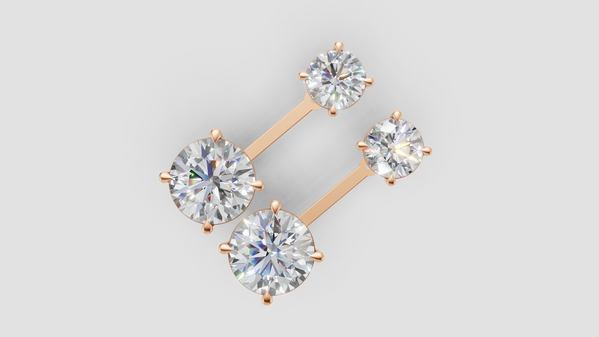 Double Round-Cut Drop Earrings | 18K Gold | DS IMPEX