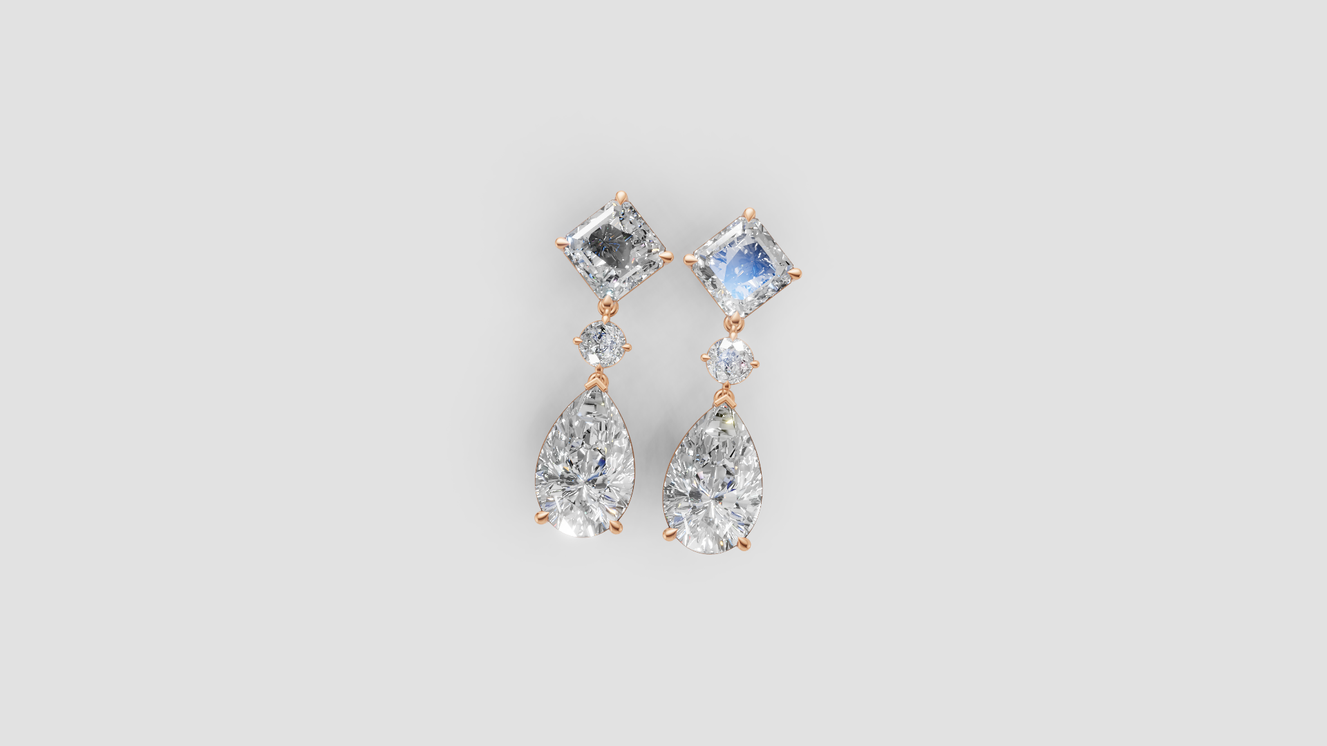 Trio-Cut Drop Earrings | 18K Gold | DS IMPEX