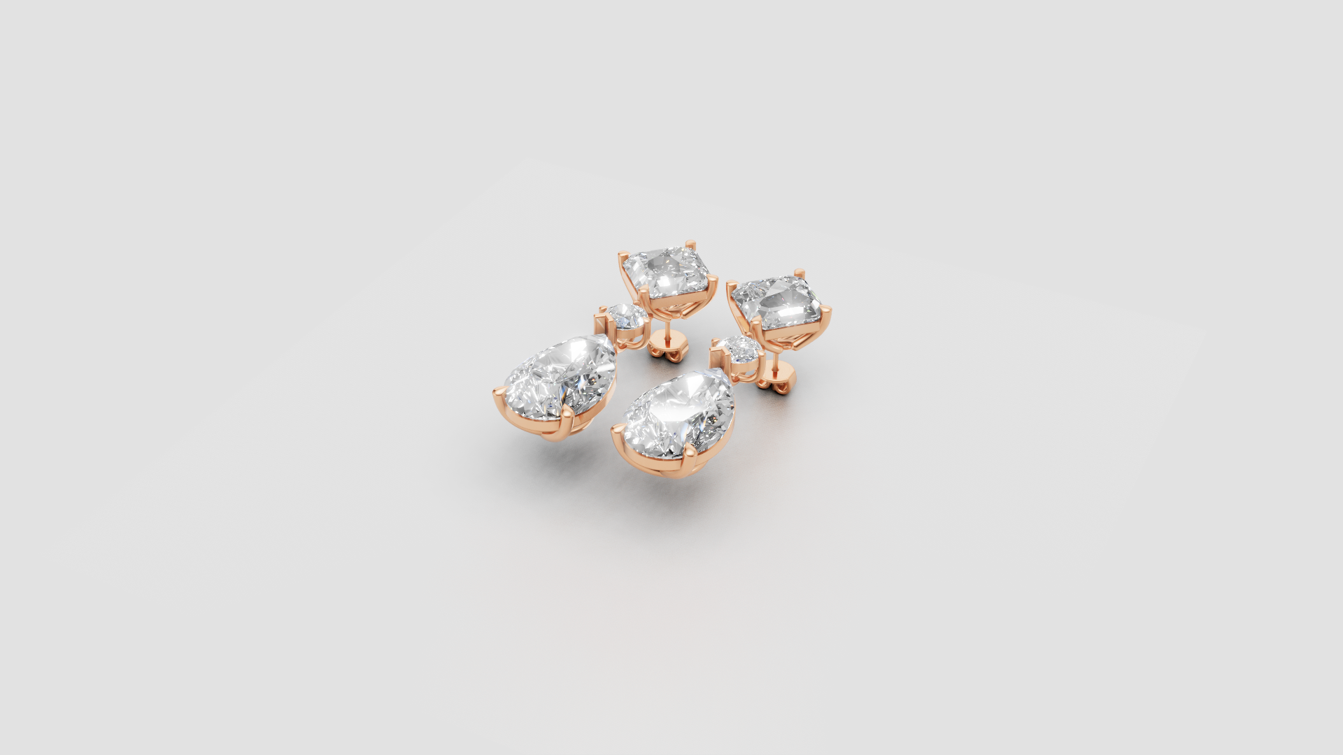 Trio-Cut Drop Earrings | 18K Gold | DS IMPEX