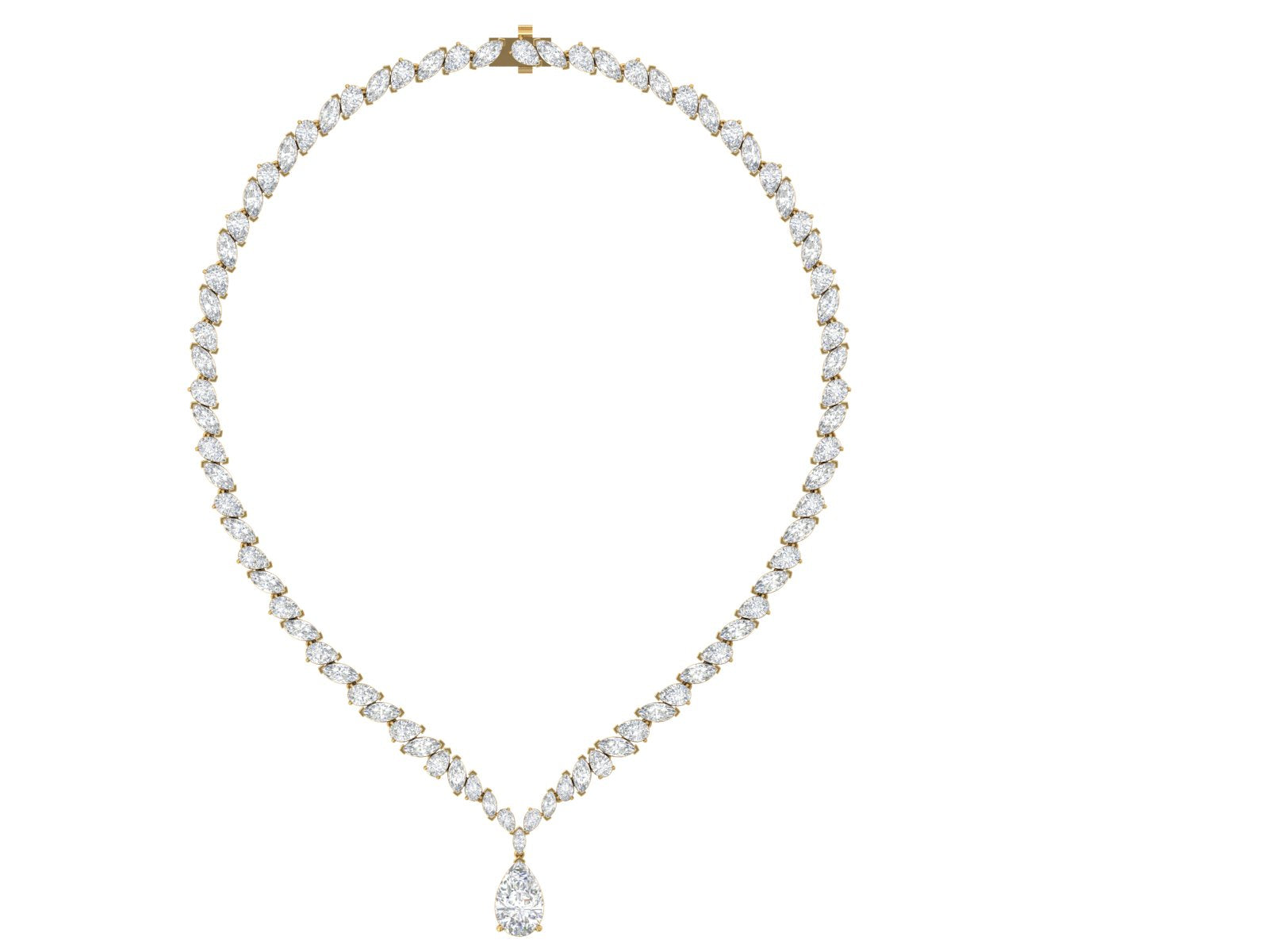 ✨ Golden Allure – Round Diamond Drop Necklace | DS IMPEX Signature