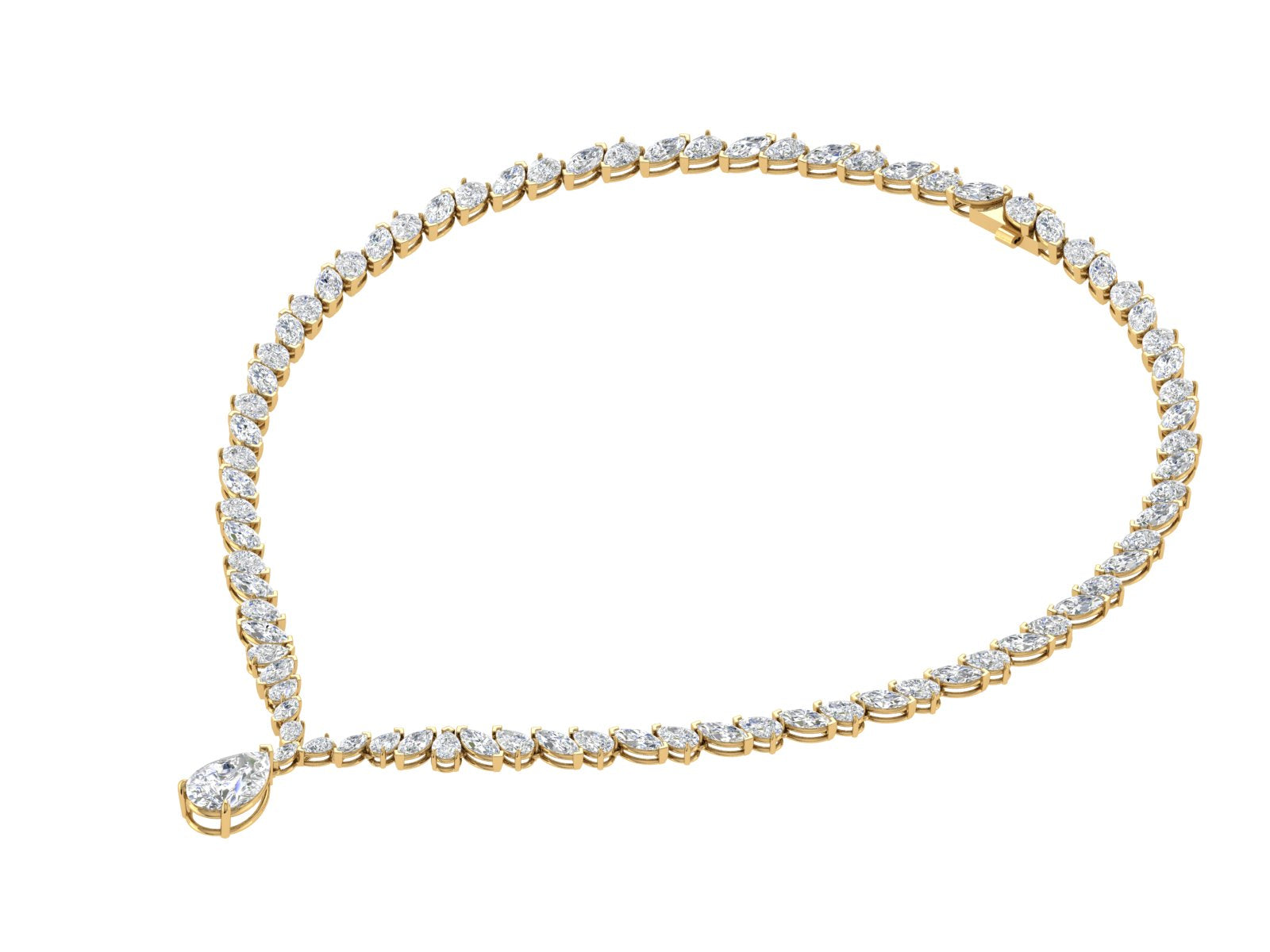 ✨ Golden Allure – Round Diamond Drop Necklace | DS IMPEX Signature