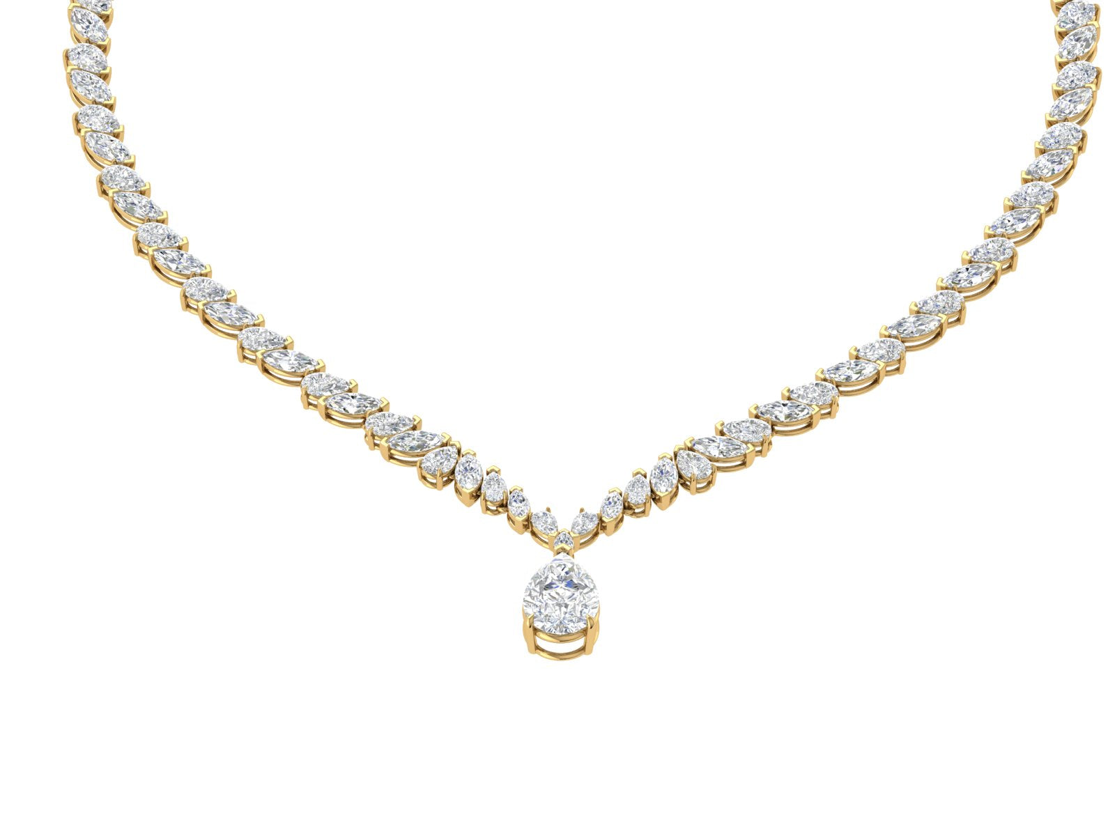 ✨ Golden Allure – Round Diamond Drop Necklace | DS IMPEX Signature