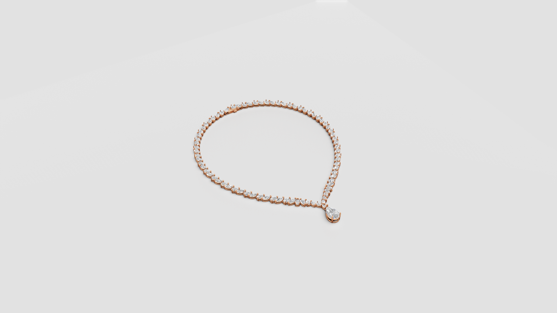 ✨ Golden Allure – Round Diamond Drop Necklace | DS IMPEX Signature