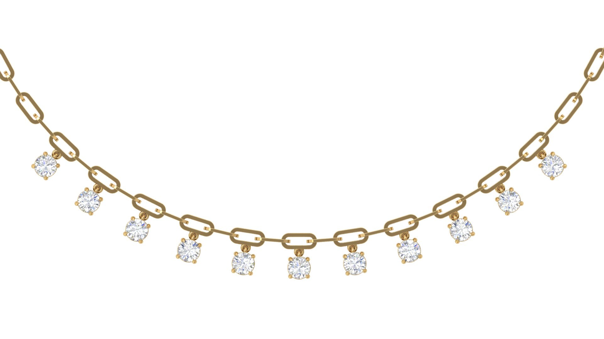 🌟 Sparkling Charm – Diamond Drop Link Necklace | DS IMPEX Signature