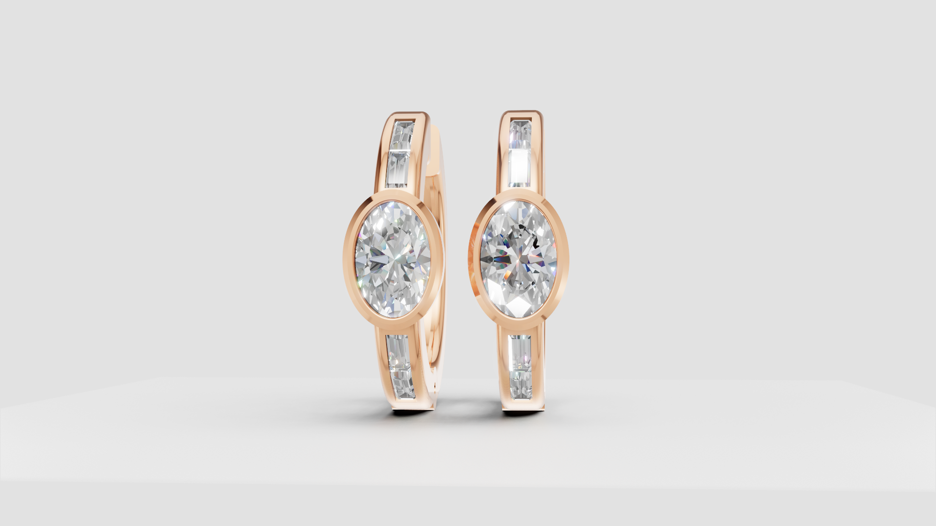 Bezel-Set Hoop Earrings | 18K Gold | DS IMPEX