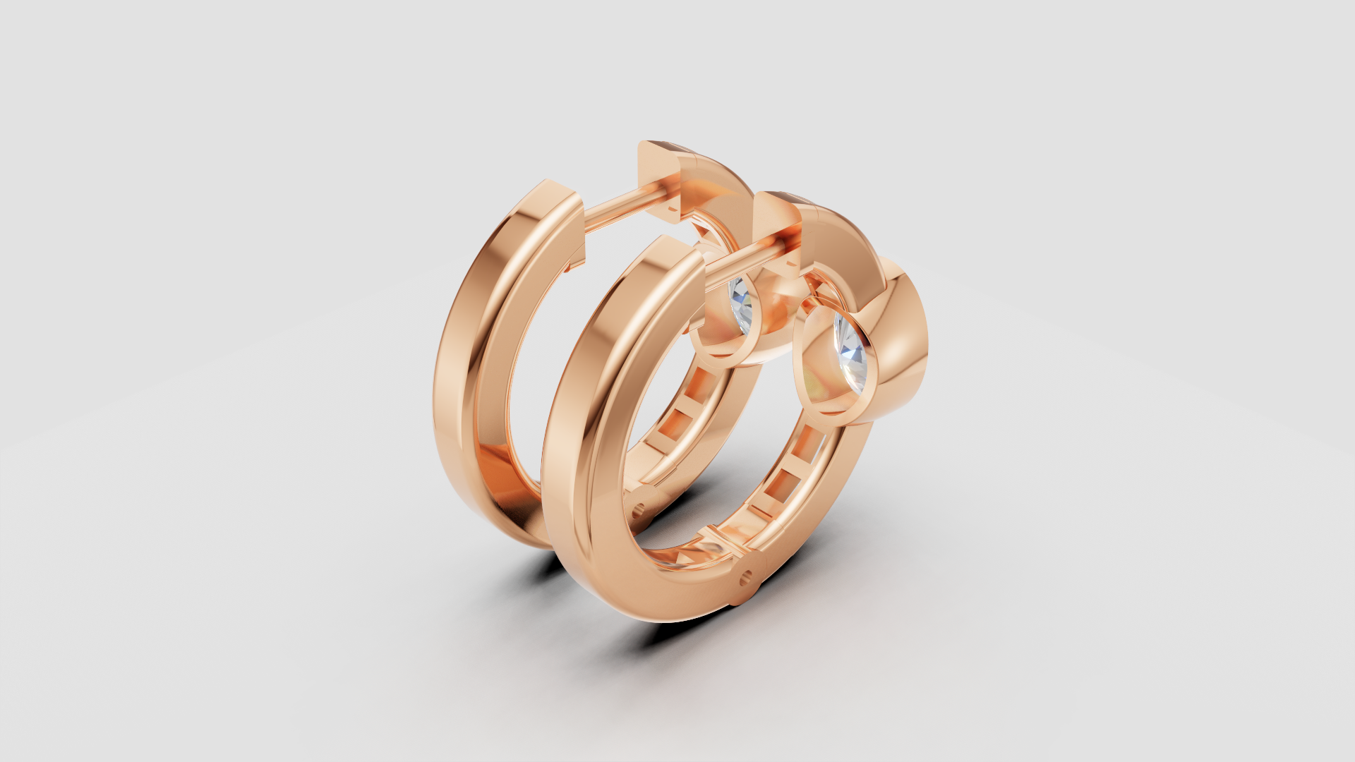 Bezel-Set Hoop Earrings | 18K Gold | DS IMPEX