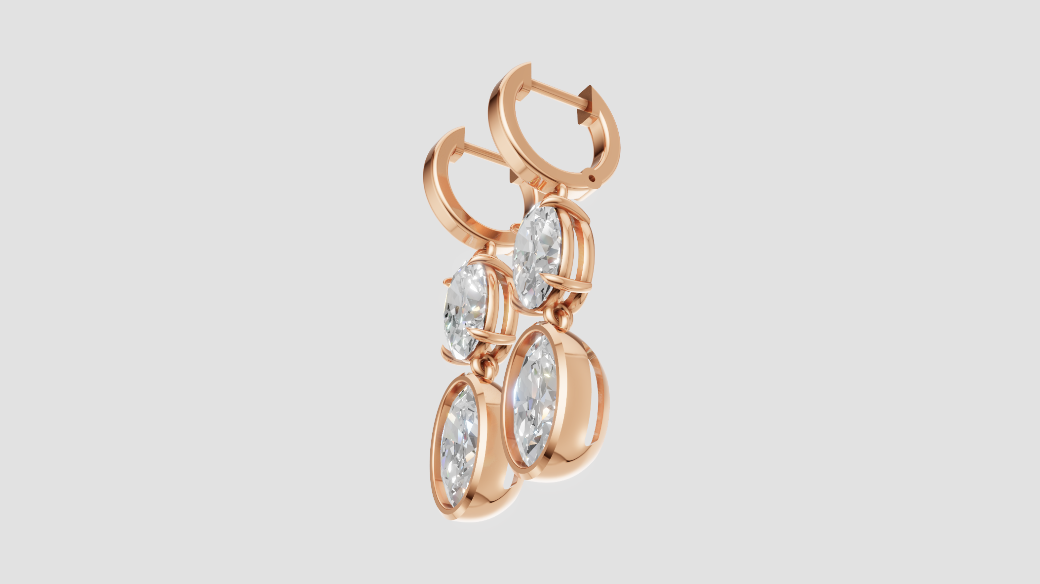 Double Oval Drop Earrings | 14K Gold | DS IMPEX