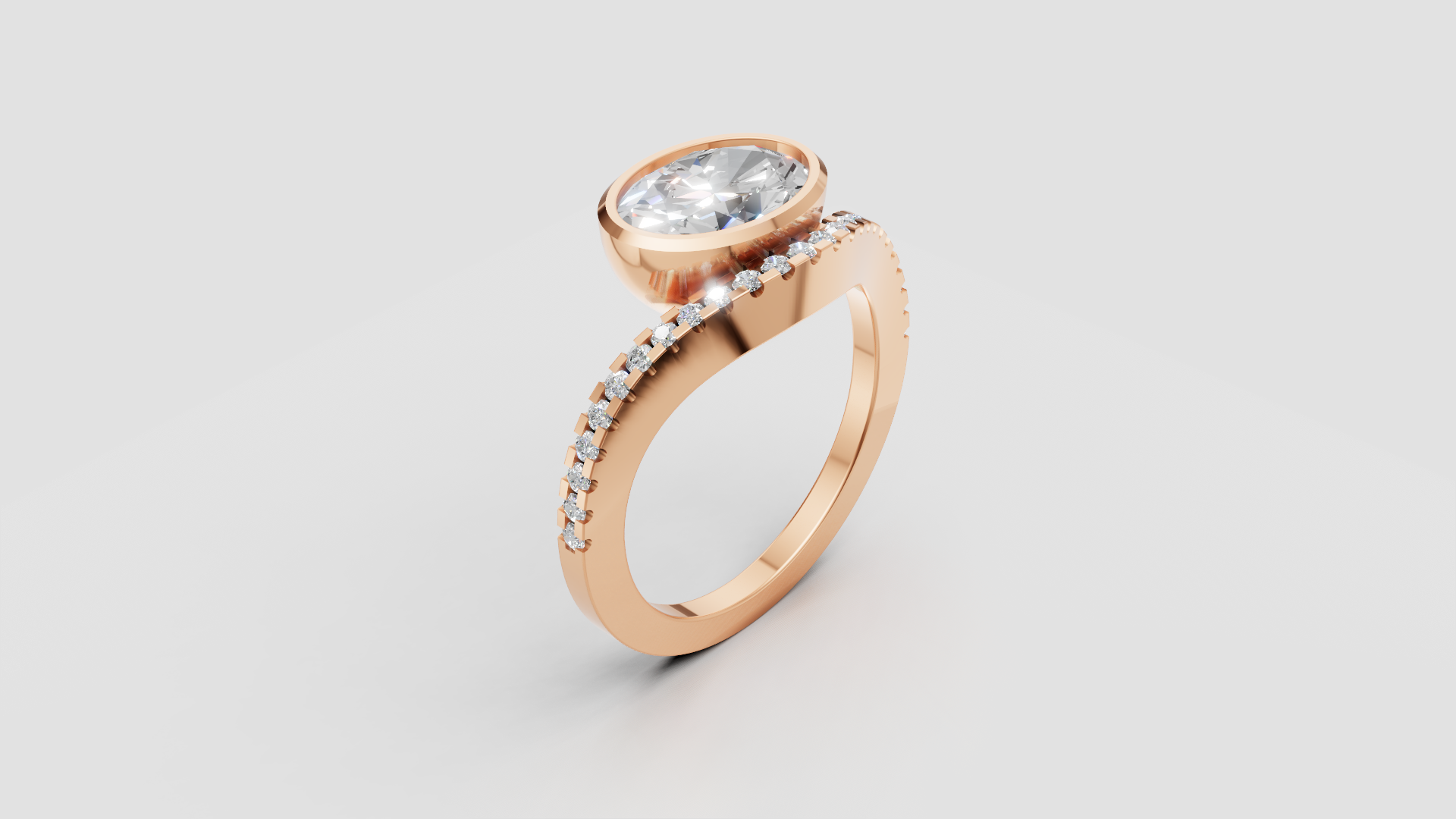 ✨ Bezel Elegance – Solitaire Diamond Ring with Accent Stones | DS IMPEX