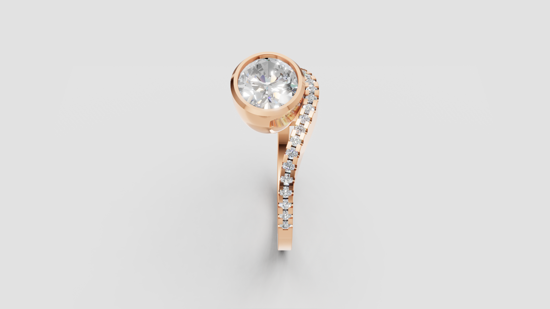 ✨ Bezel Elegance – Solitaire Diamond Ring with Accent Stones | DS IMPEX