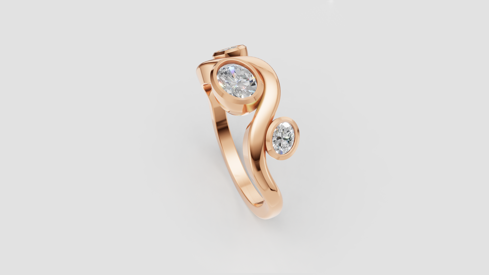 ✨ Swirl Bezel Diamond Ring – Artistic 18K Gold Design | DS IMPEX