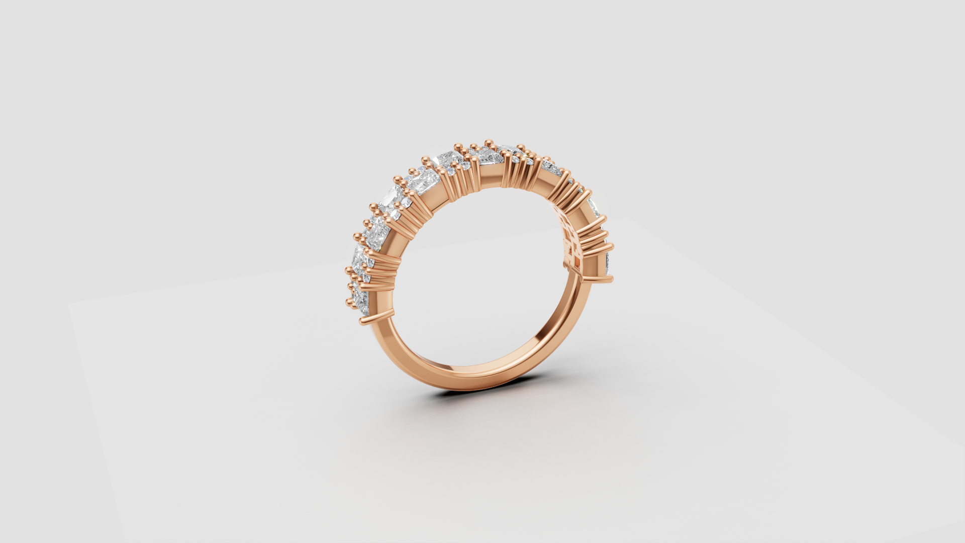 ✨ Princess-Cut Diamond Band Ring – Elegant 14K Gold | DS IMPEX