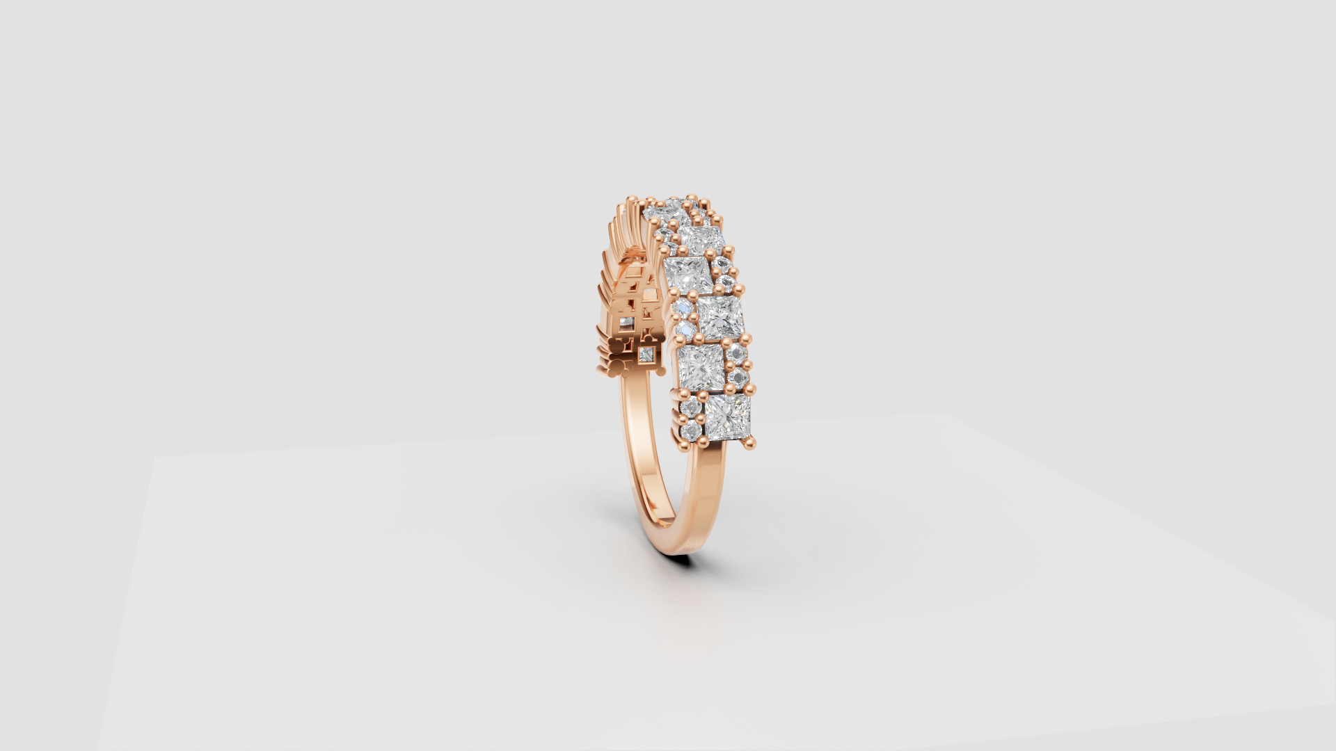✨ Princess-Cut Diamond Band Ring – Elegant 14K Gold | DS IMPEX