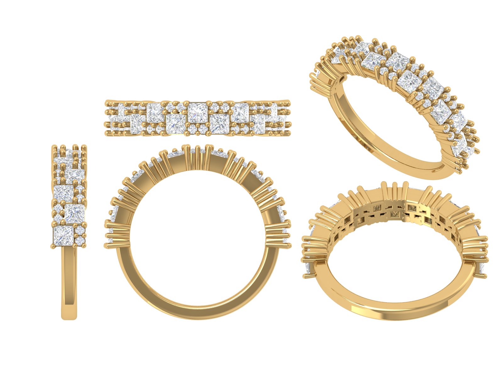 ✨ Princess-Cut Diamond Band Ring – Elegant 14K Gold | DS IMPEX