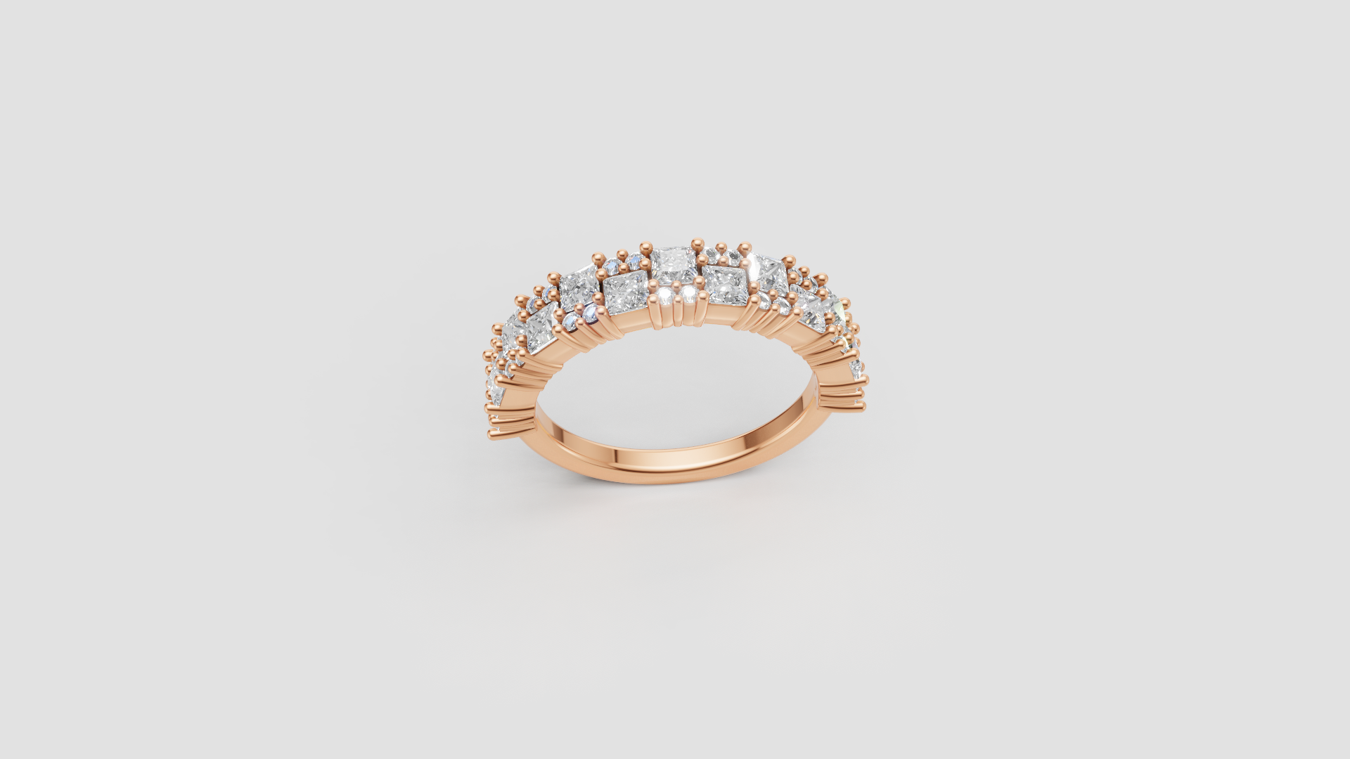 ✨ Princess-Cut Diamond Band Ring – Elegant 14K Gold | DS IMPEX