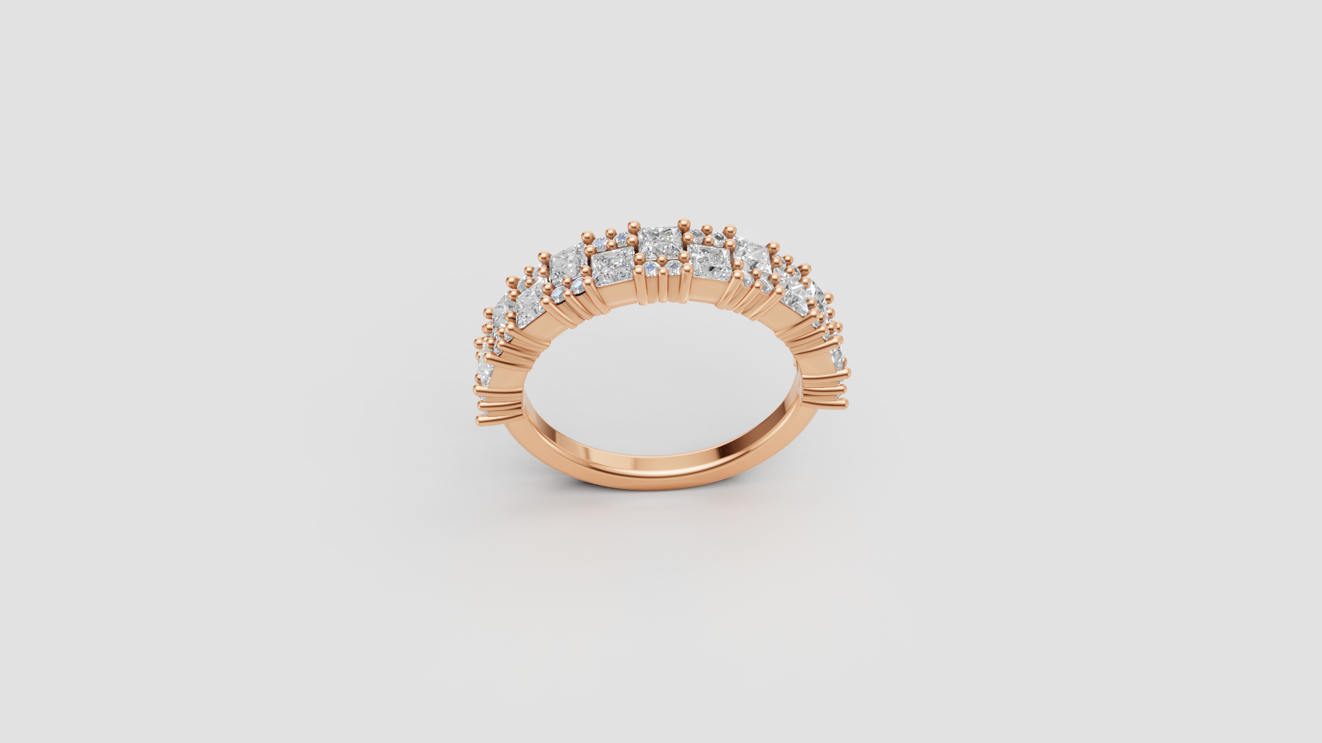 ✨ Princess-Cut Diamond Band Ring – Elegant 14K Gold | DS IMPEX