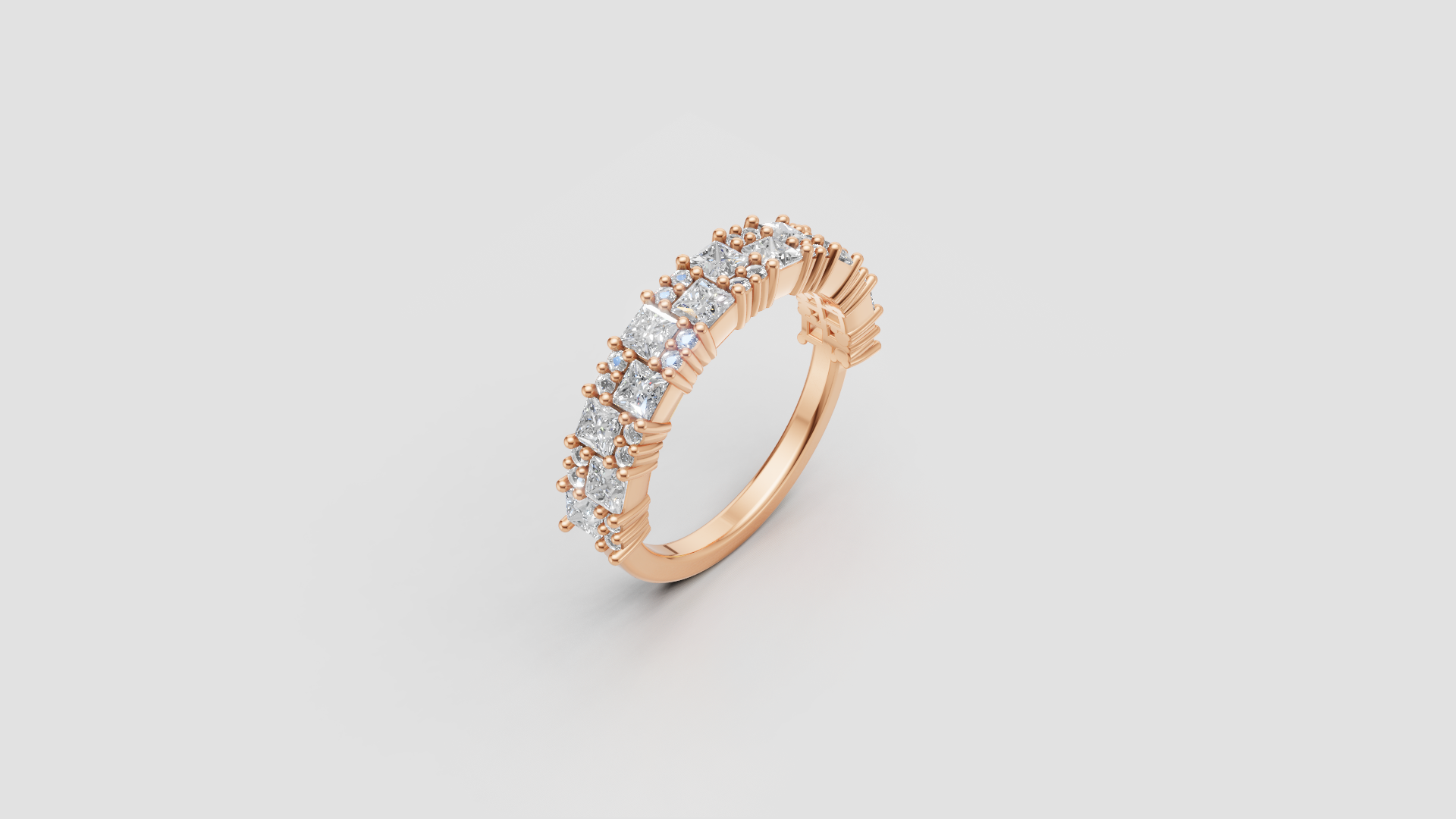 ✨ Princess-Cut Diamond Band Ring – Elegant 14K Gold | DS IMPEX