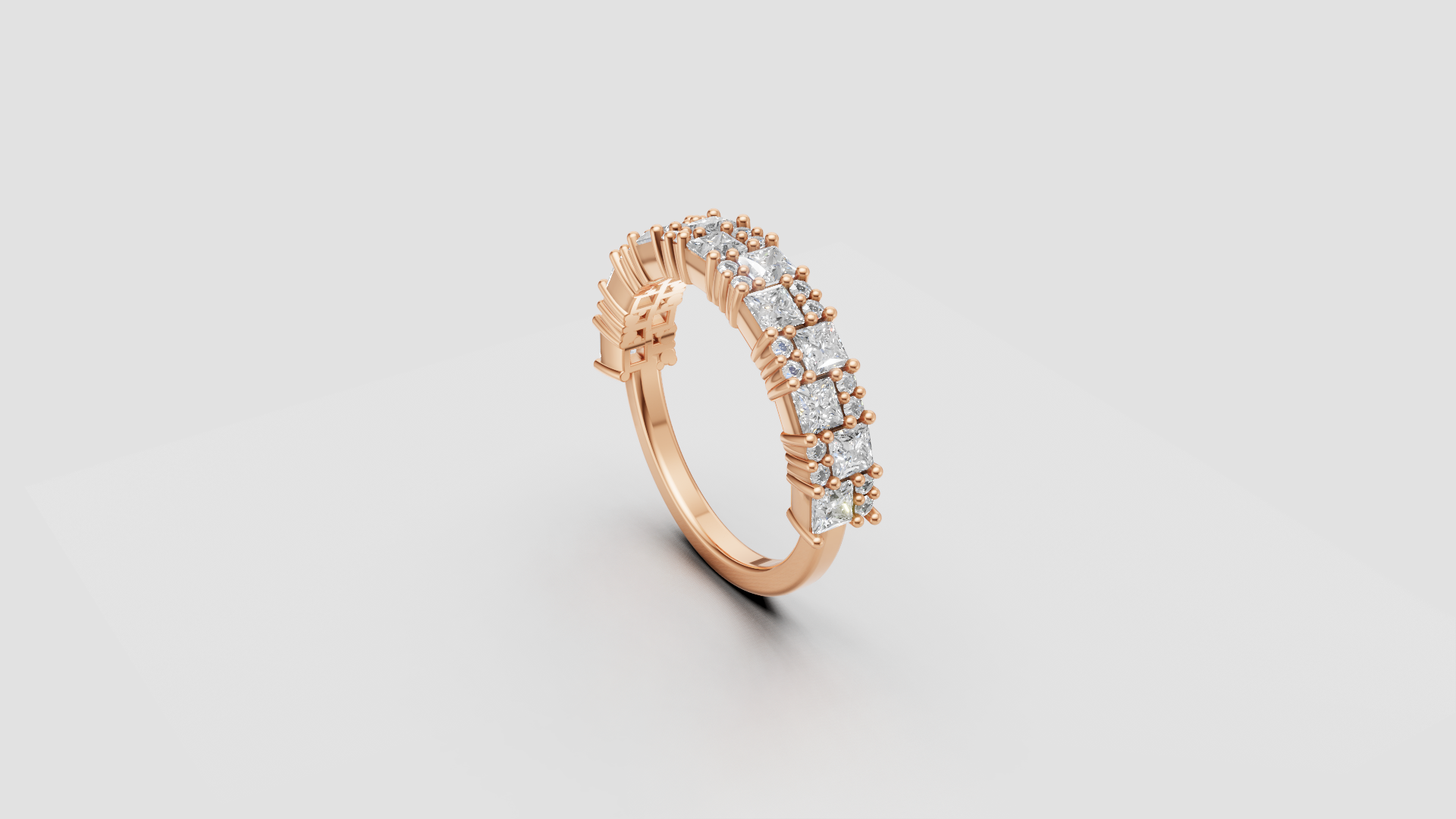 ✨ Princess-Cut Diamond Band Ring – Elegant 14K Gold | DS IMPEX