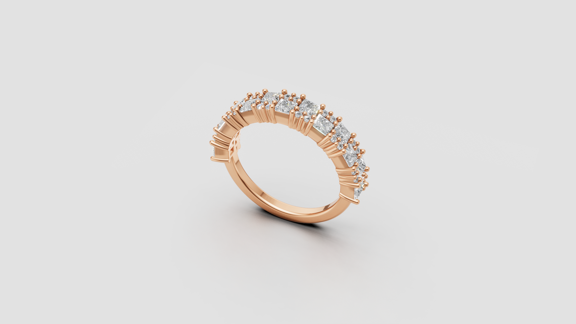 ✨ Princess-Cut Diamond Band Ring – Elegant 14K Gold | DS IMPEX