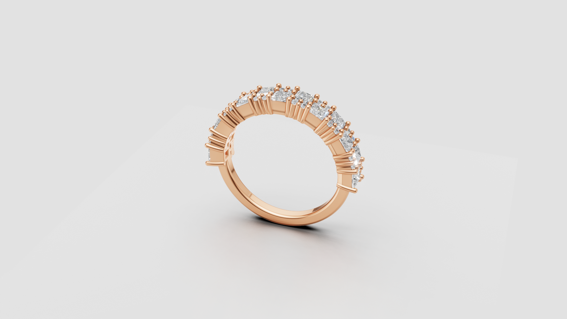✨ Princess-Cut Diamond Band Ring – Elegant 14K Gold | DS IMPEX