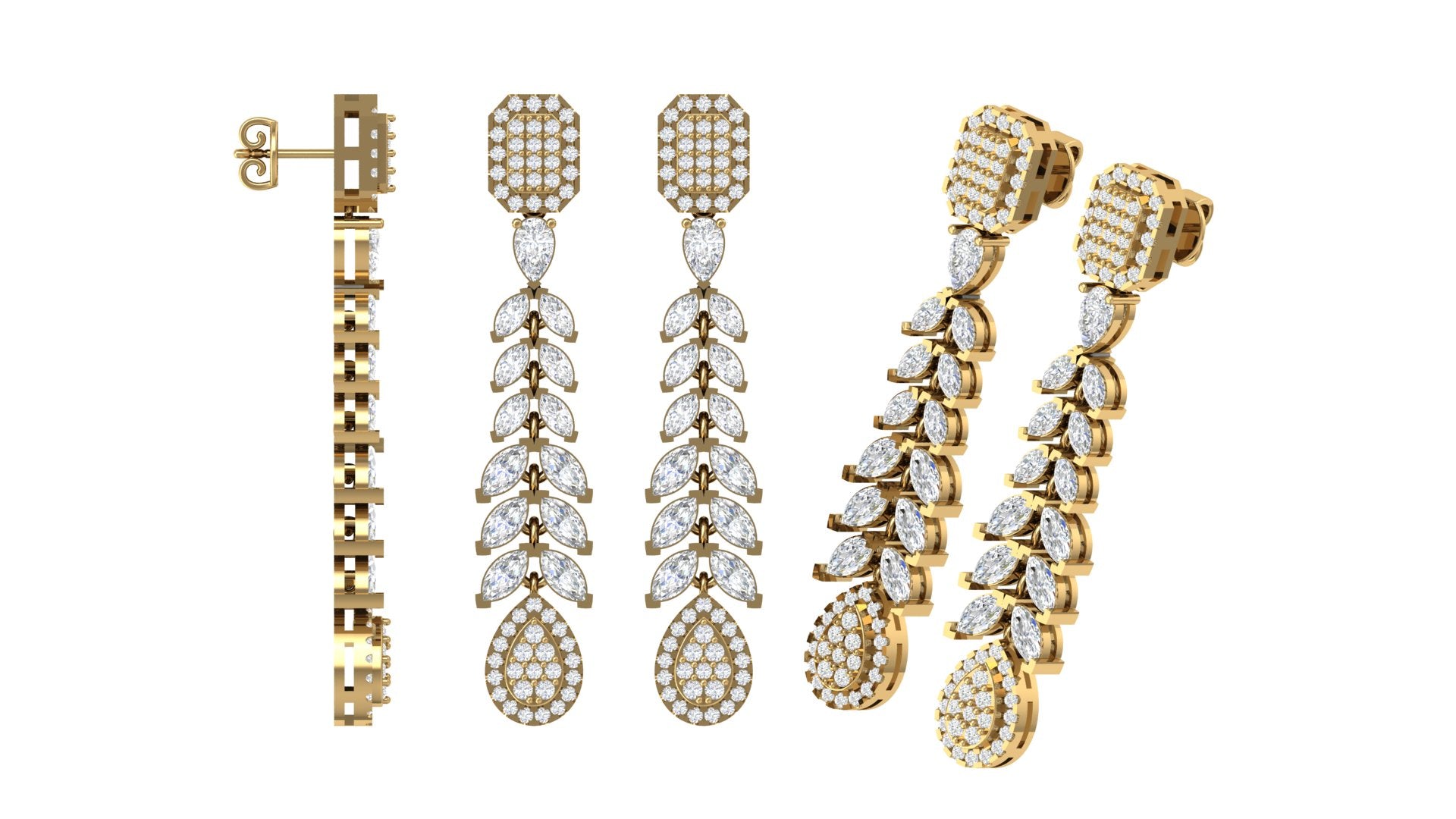 Royal Cascade Diamond Earrings | 18K Gold | DS IMPEX