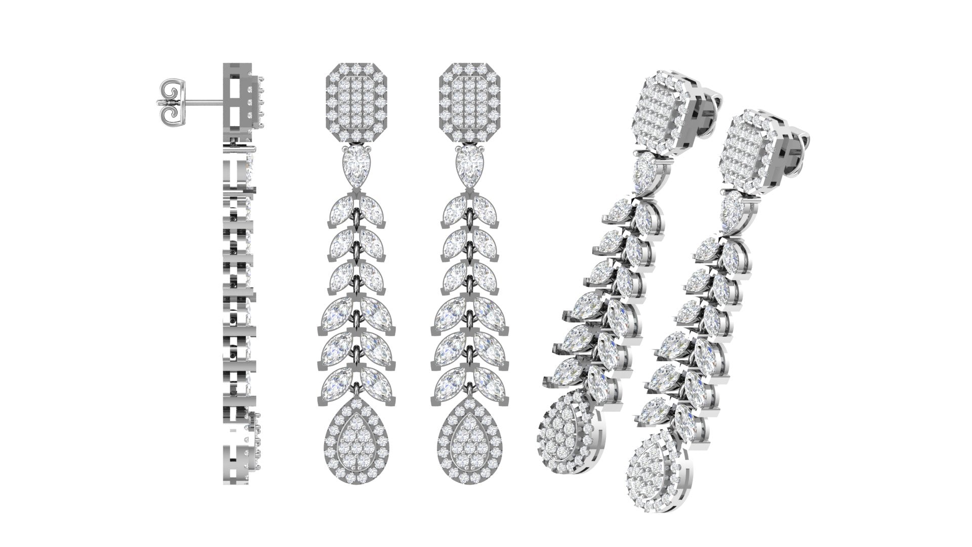 Royal Cascade Diamond Earrings | 18K Gold | DS IMPEX