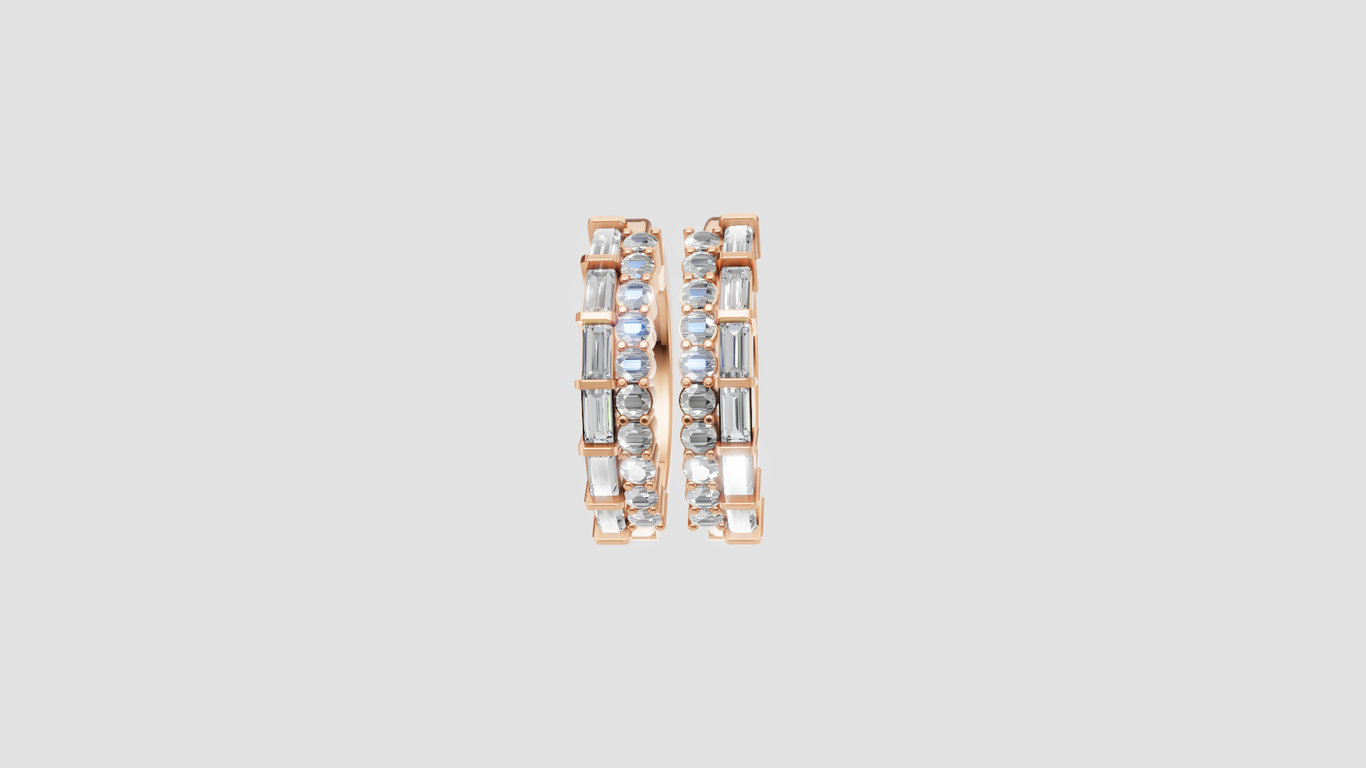 Classic Dual-Row Hoop Earrings | 18K Gold | DS IMPEX