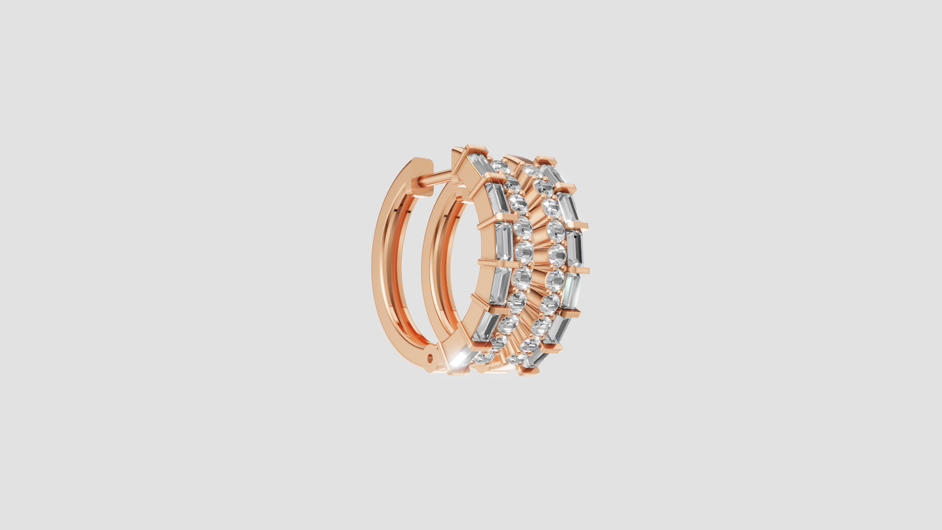 Classic Dual-Row Hoop Earrings | 18K Gold | DS IMPEX