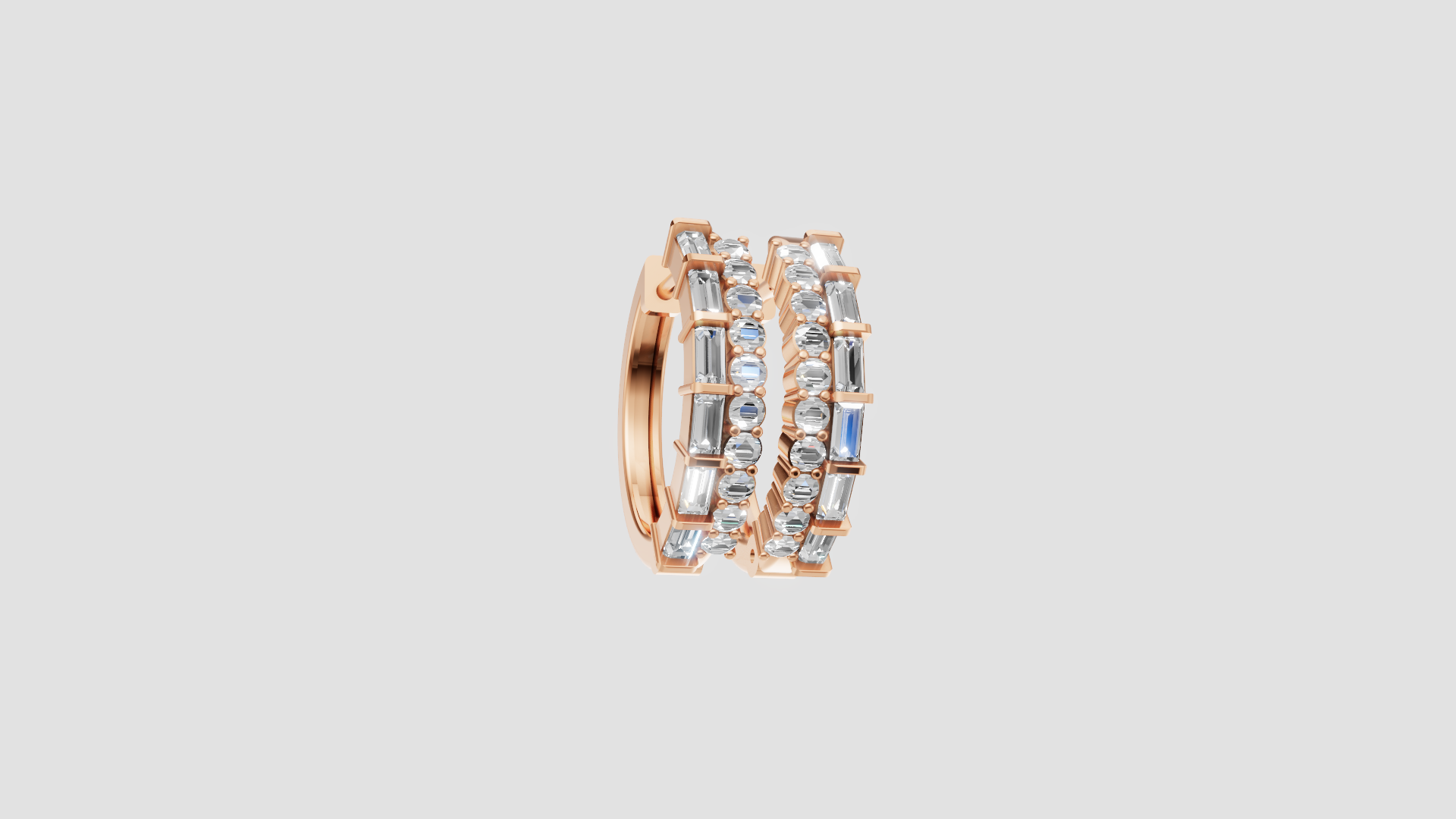 Classic Dual-Row Hoop Earrings | 18K Gold | DS IMPEX
