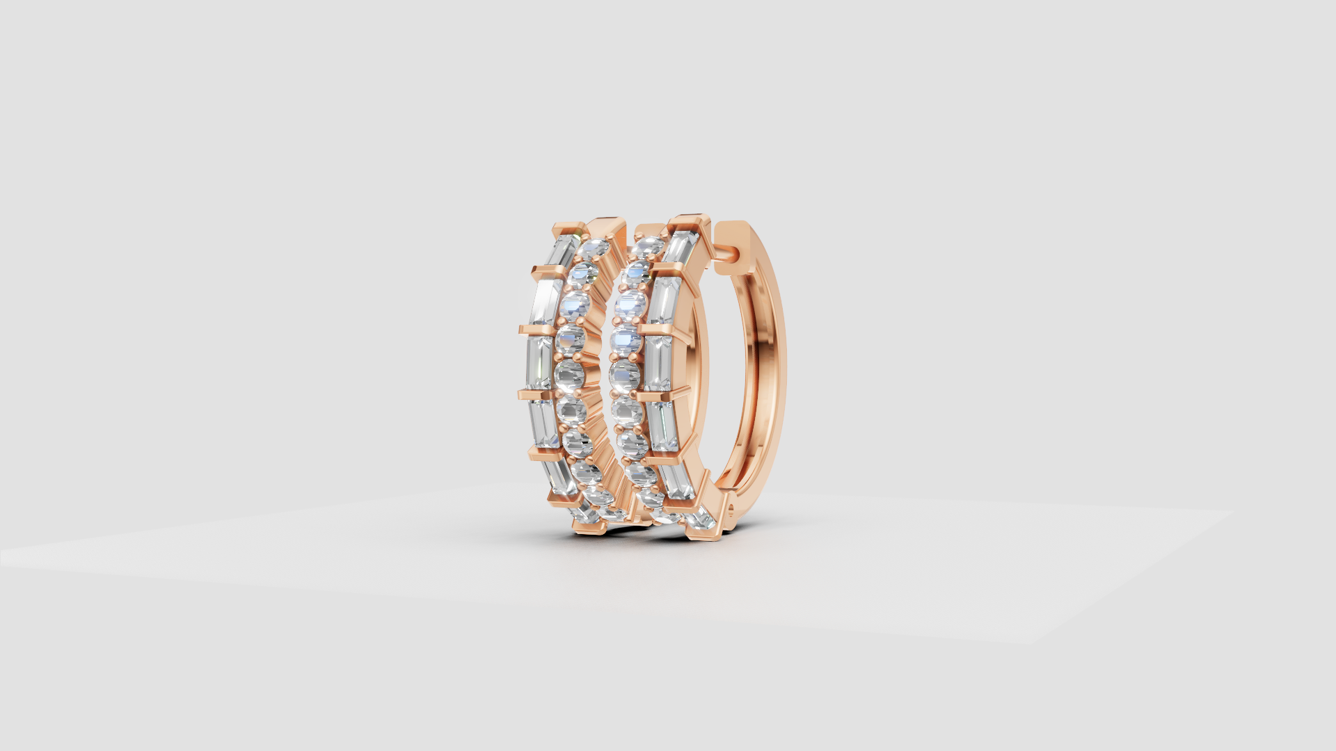 Classic Dual-Row Hoop Earrings | 18K Gold | DS IMPEX