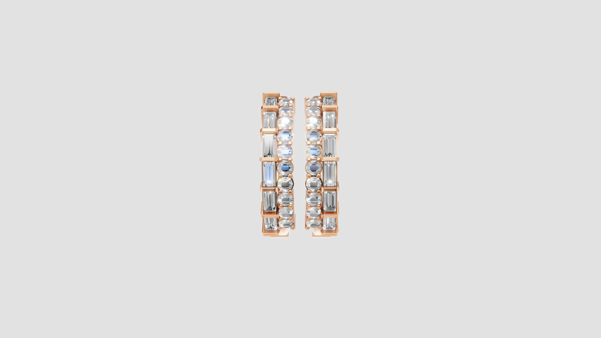 Classic Dual-Row Hoop Earrings | 18K Gold | DS IMPEX